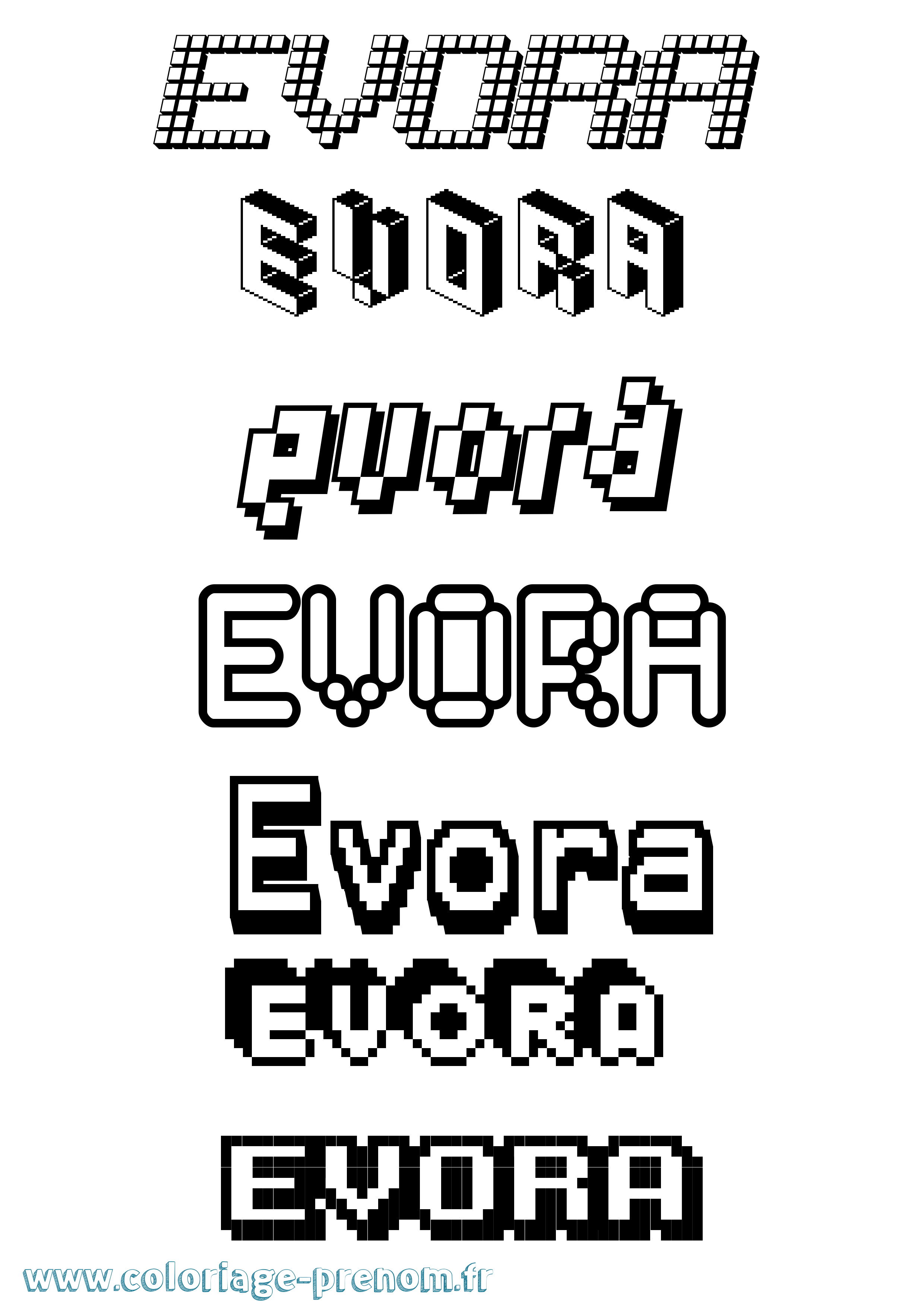 Coloriage Evora Pixel Coloriage prénom Evora Pixel