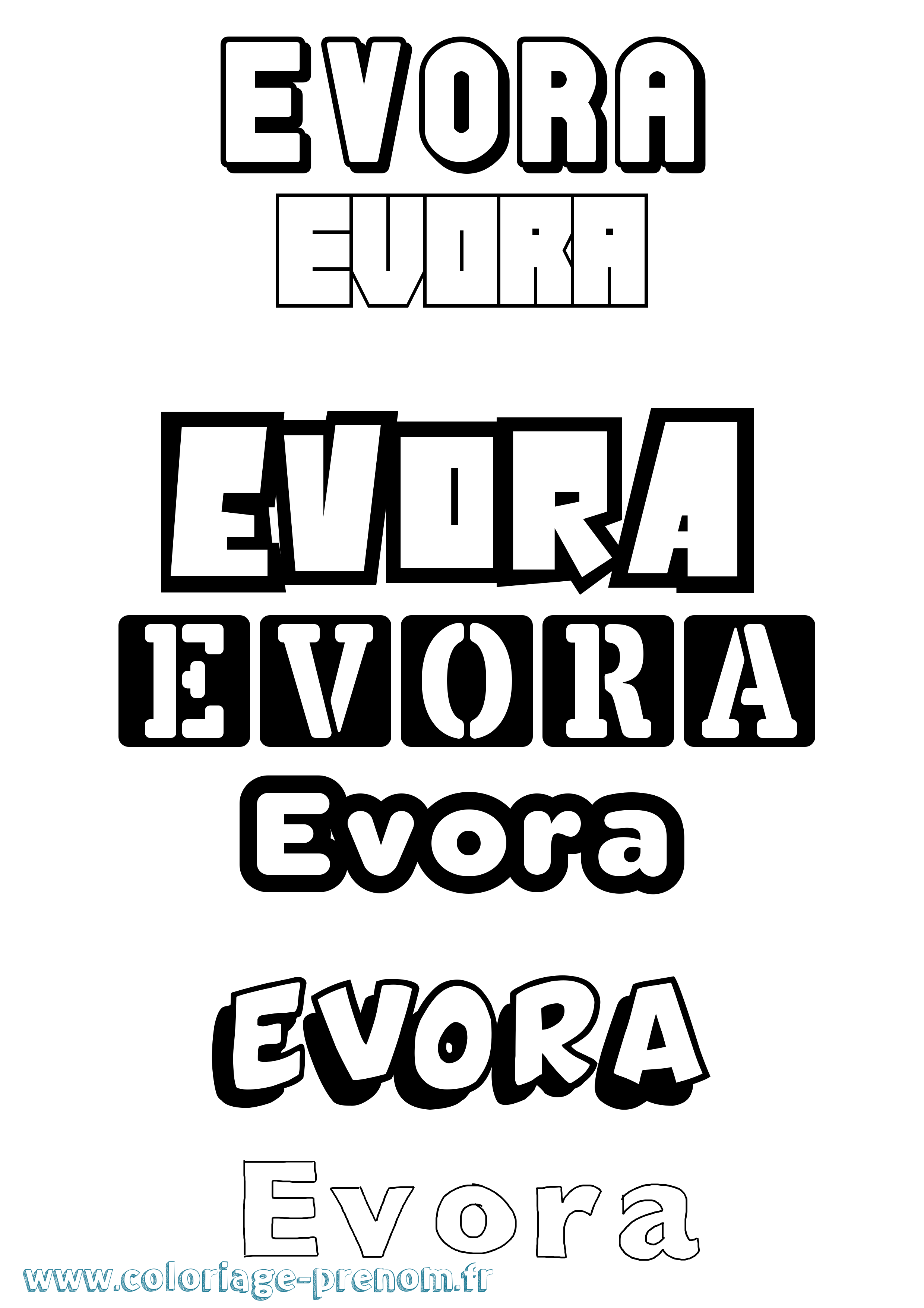Coloriage Evora Simple Coloriage prénom Evora Simple