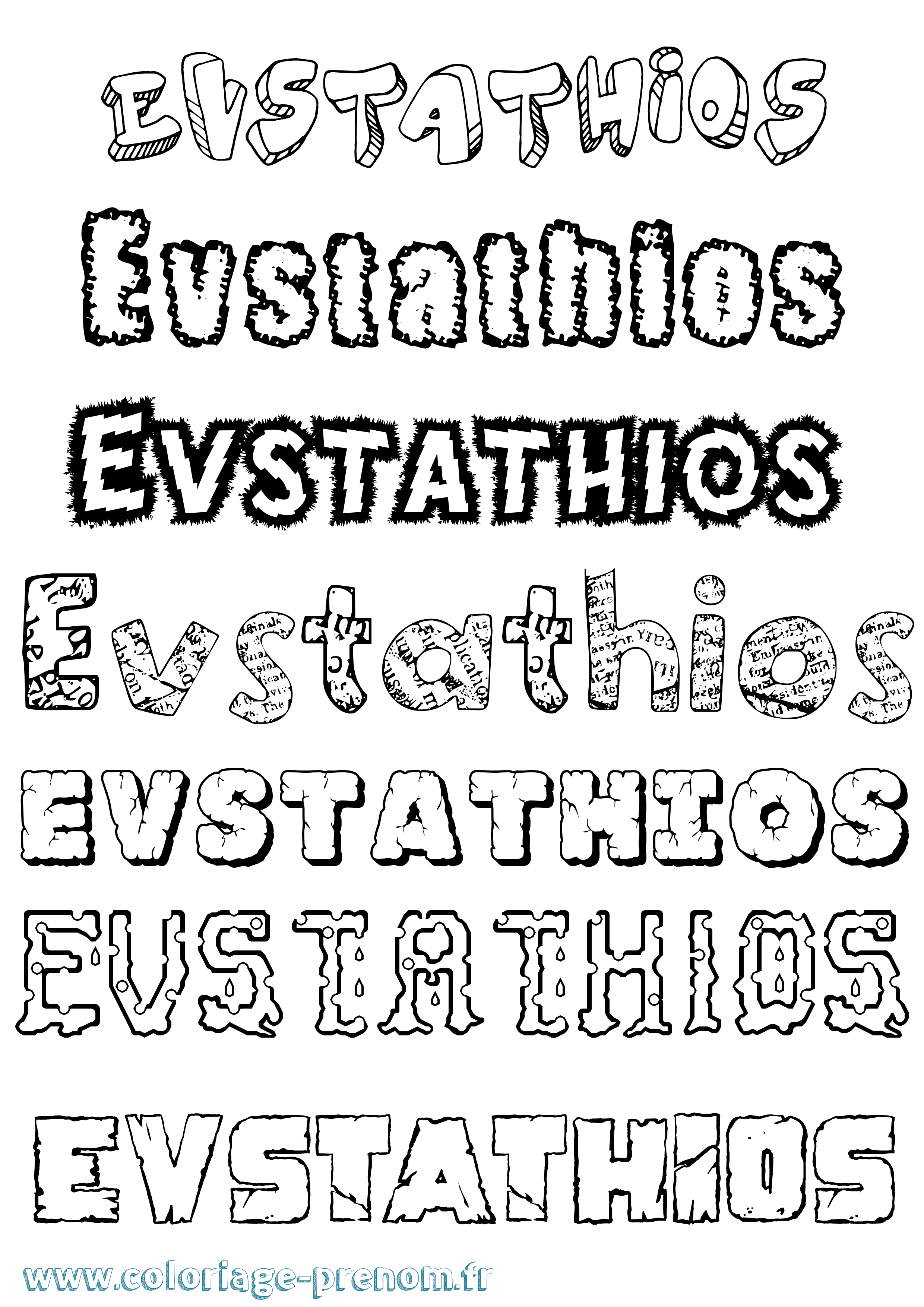 Coloriage Evstathios Destructuré Coloriage prénom Evstathios Destructuré