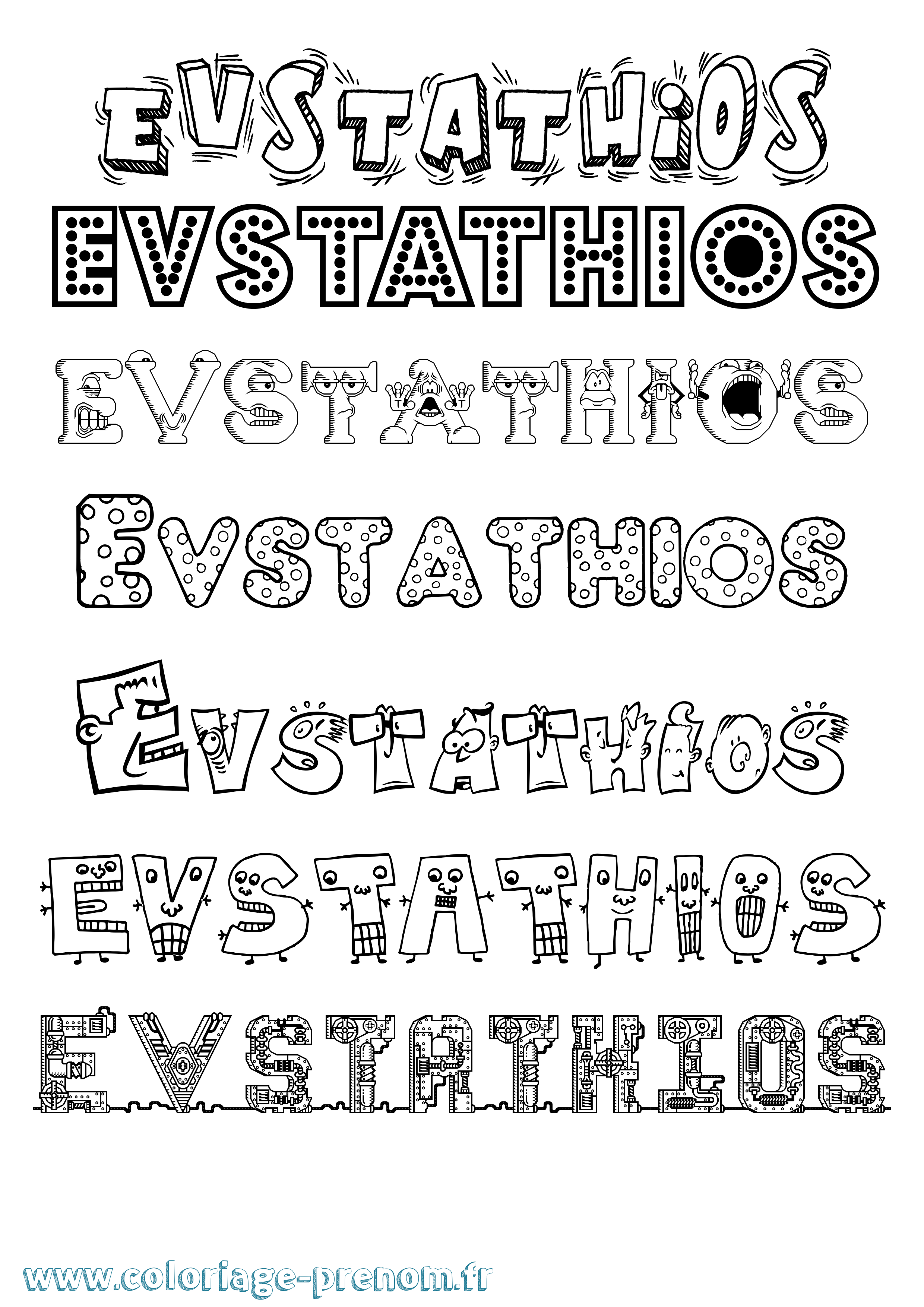 Coloriage Evstathios Fun Coloriage prénom Evstathios Fun