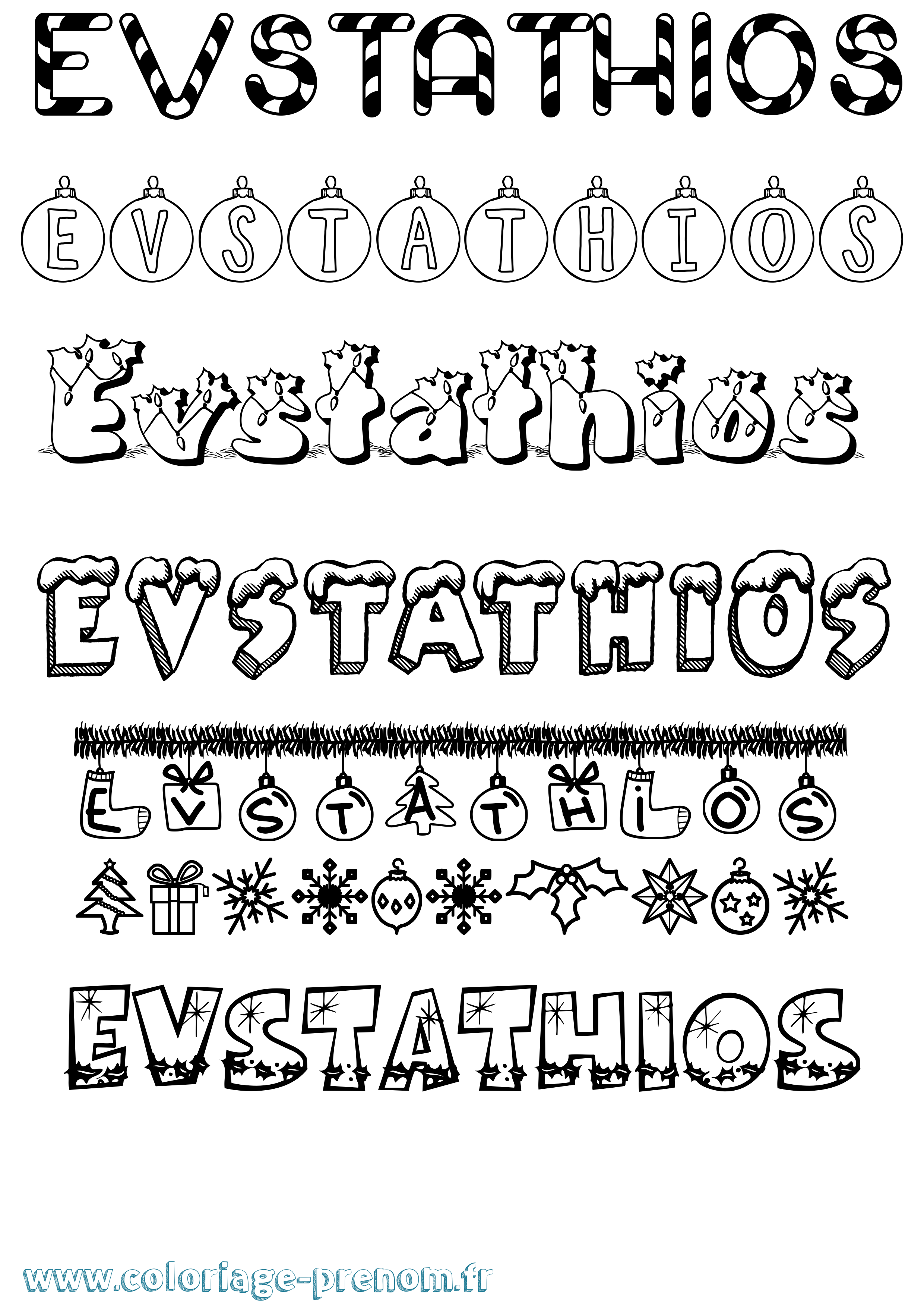 Coloriage Evstathios Noël Coloriage prénom Evstathios Noël