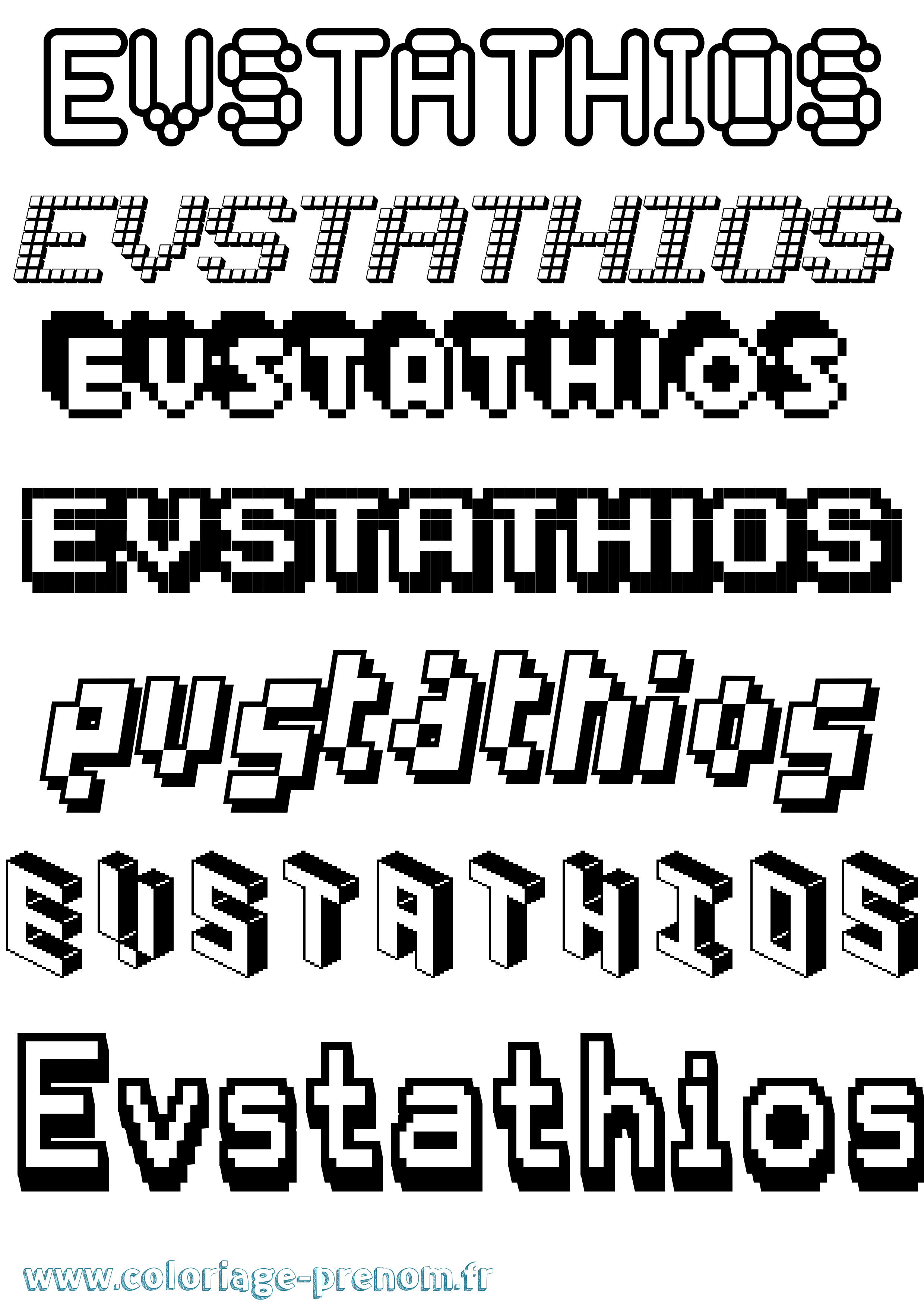 Coloriage Evstathios Pixel Coloriage prénom Evstathios Pixel