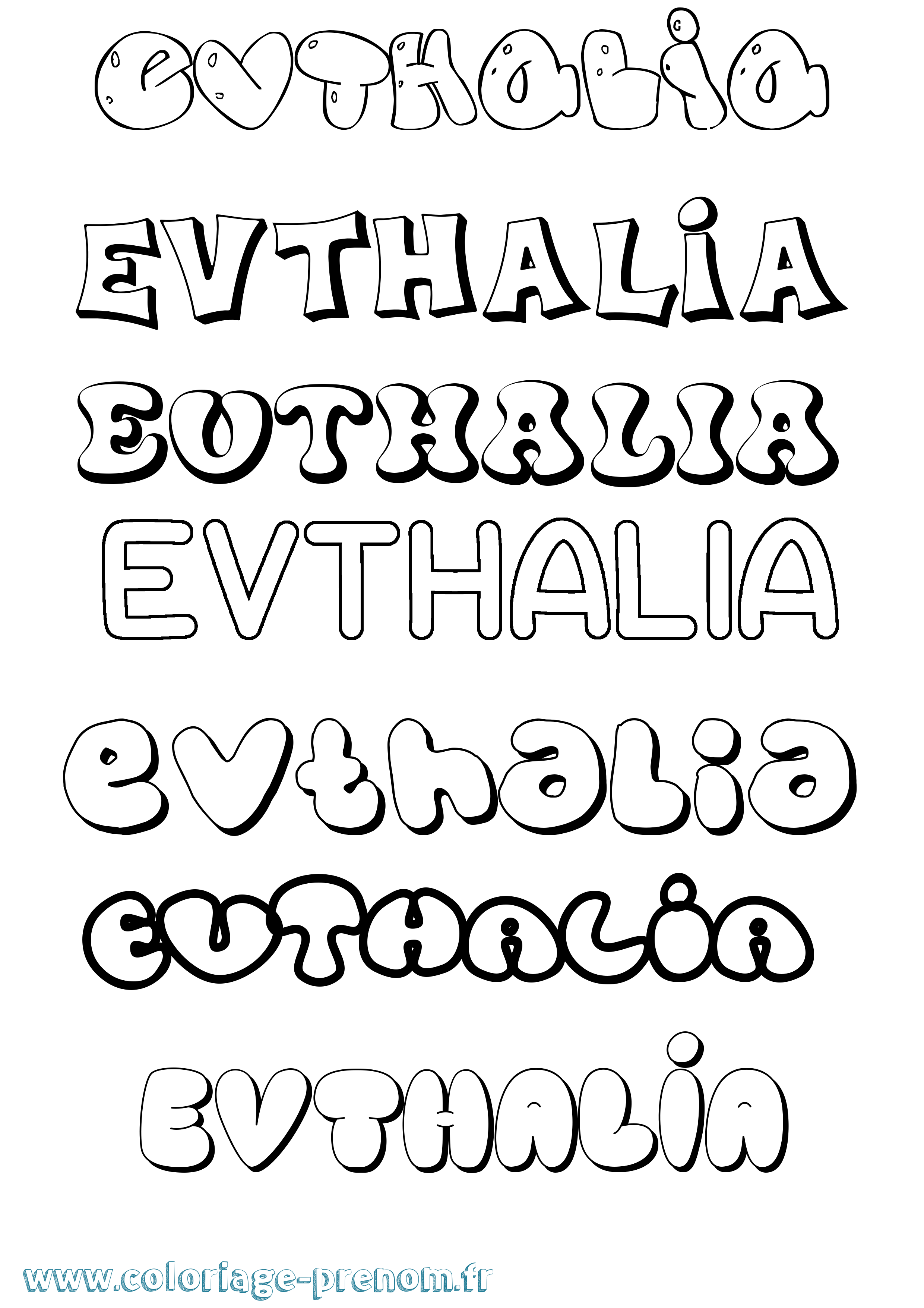 Coloriage Evthalia Bubble Coloriage prénom Evthalia Bubble