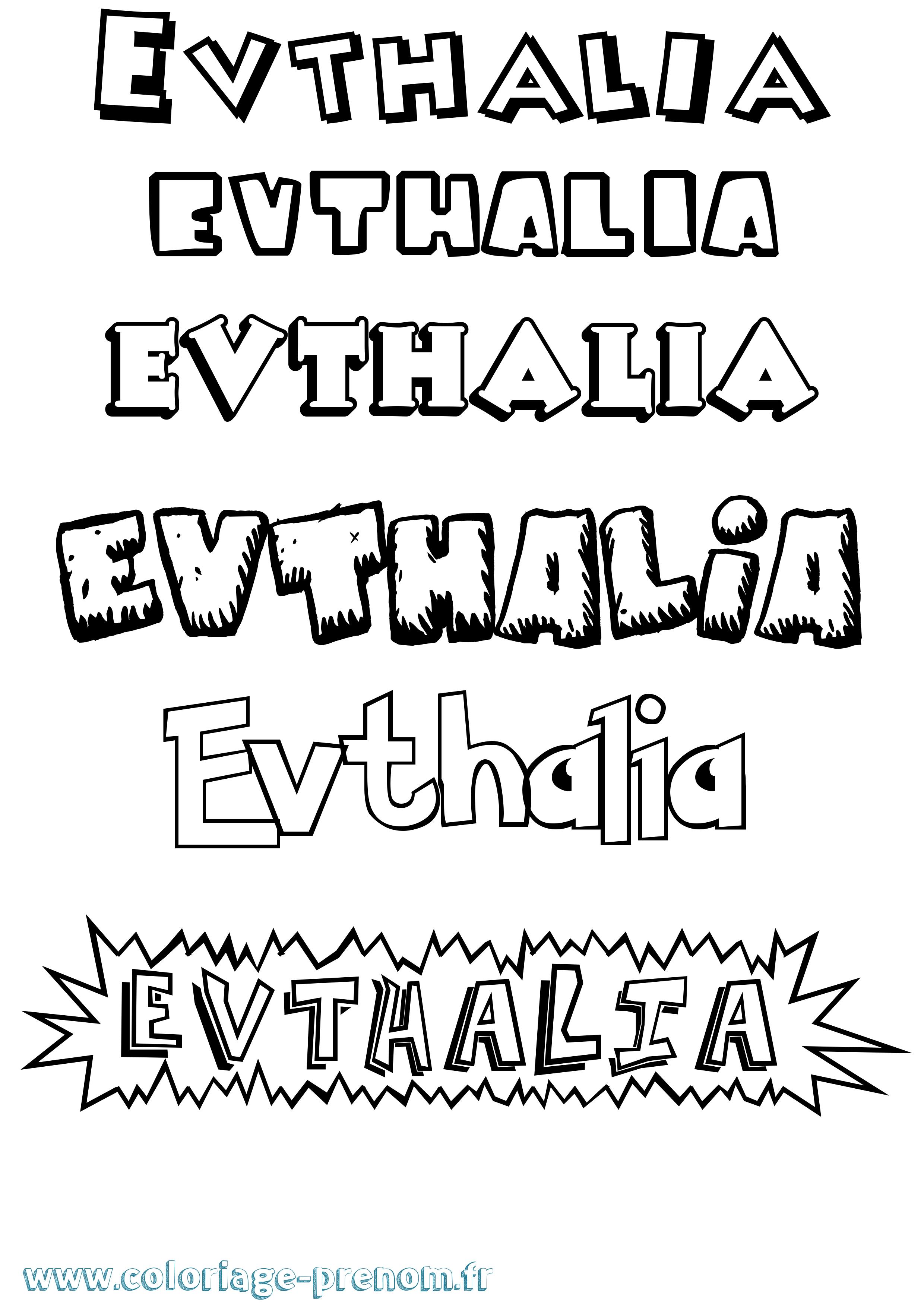 Coloriage Evthalia Dessin Animé Coloriage prénom Evthalia Dessin Animé