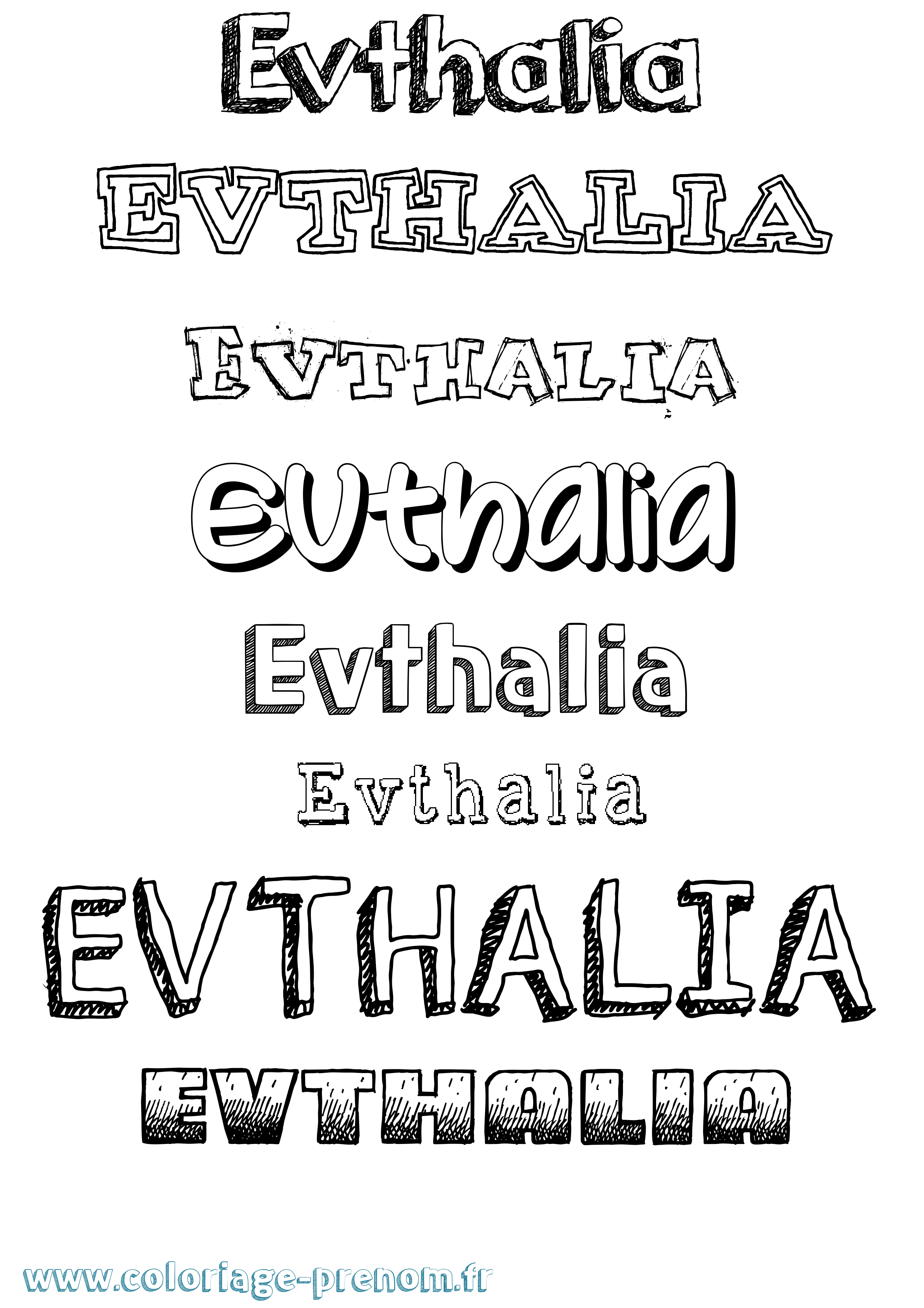 Coloriage Evthalia Dessiné Coloriage prénom Evthalia Dessiné