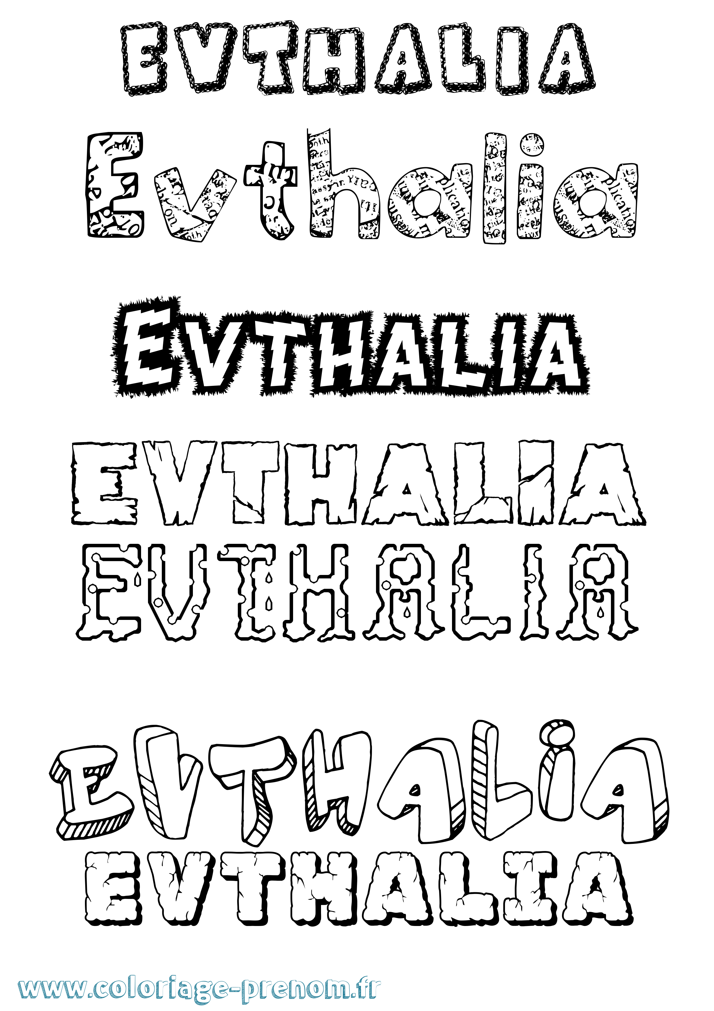 Coloriage Evthalia Destructuré Coloriage prénom Evthalia Destructuré