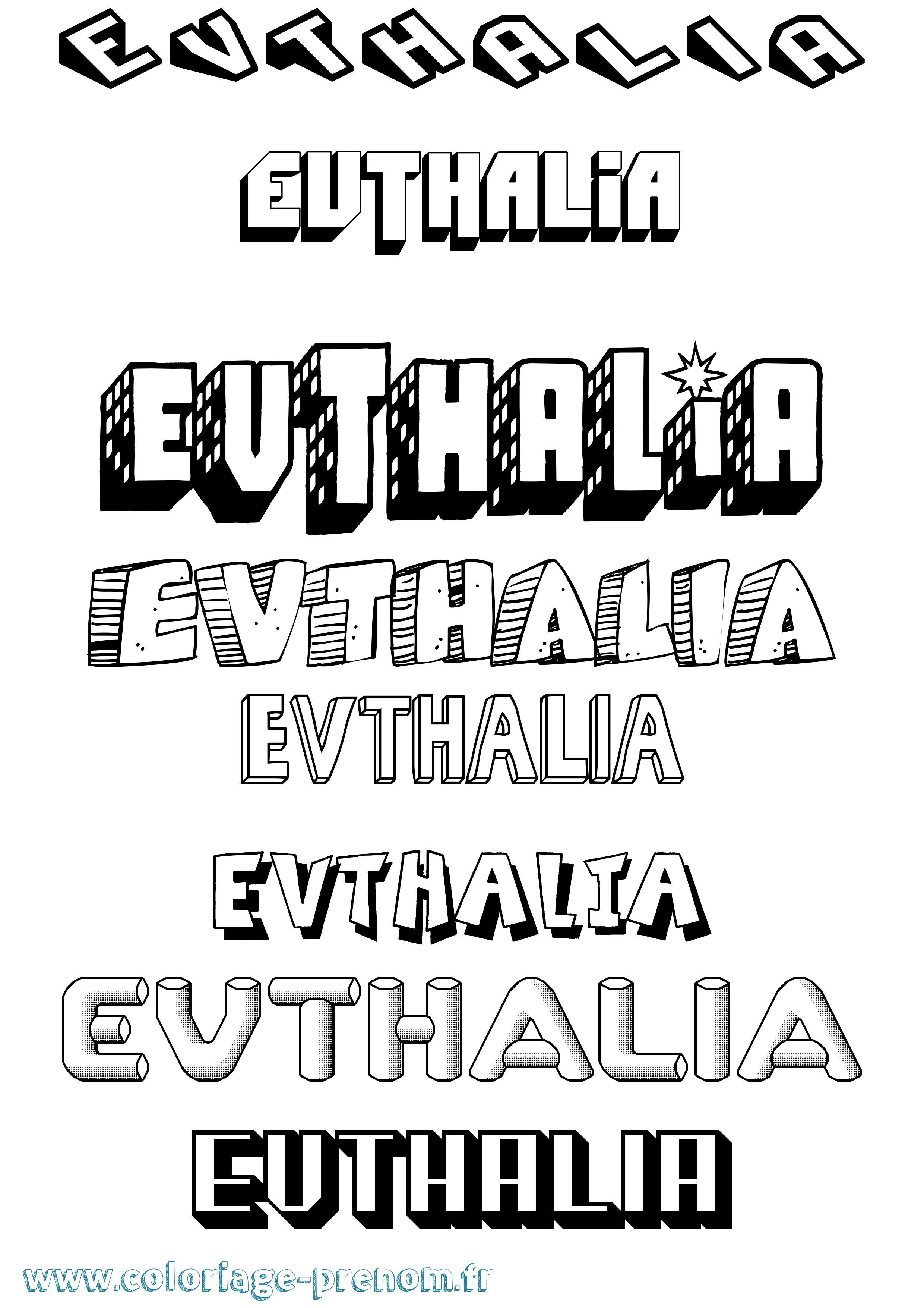 Coloriage Evthalia Effet 3D Coloriage prénom Evthalia Effet 3D