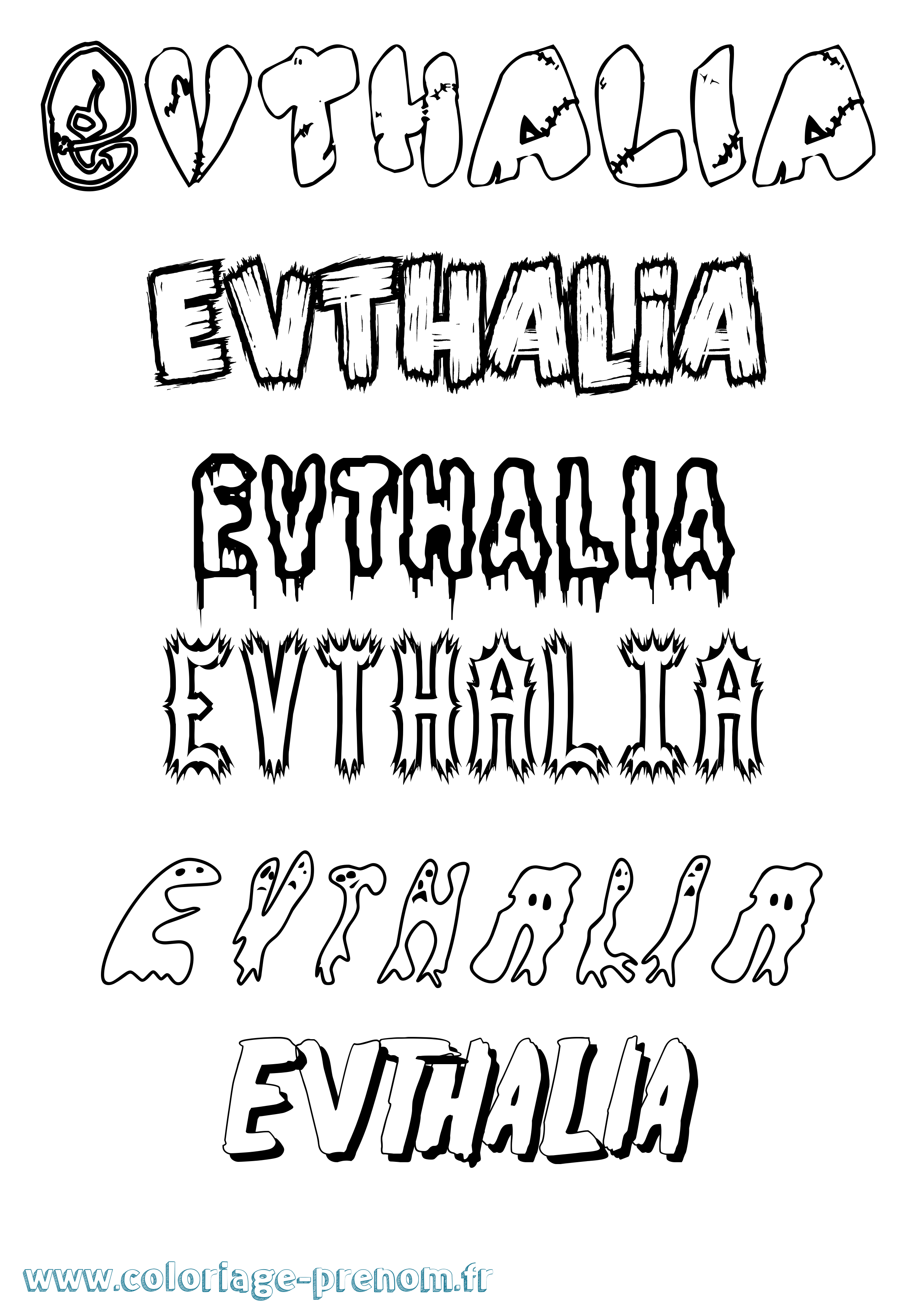 Coloriage Evthalia Frisson Coloriage prénom Evthalia Frisson
