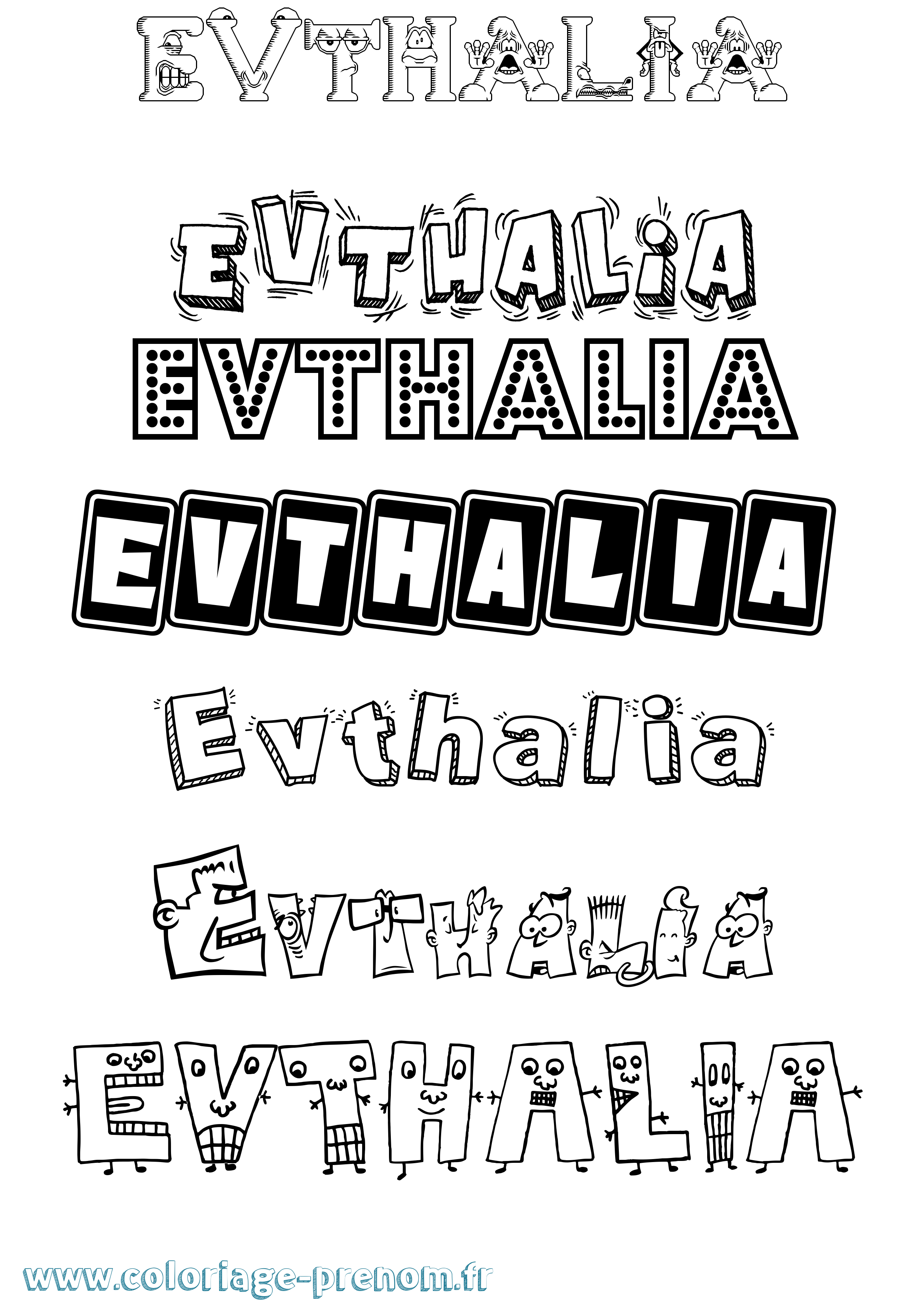 Coloriage Evthalia Fun Coloriage prénom Evthalia Fun