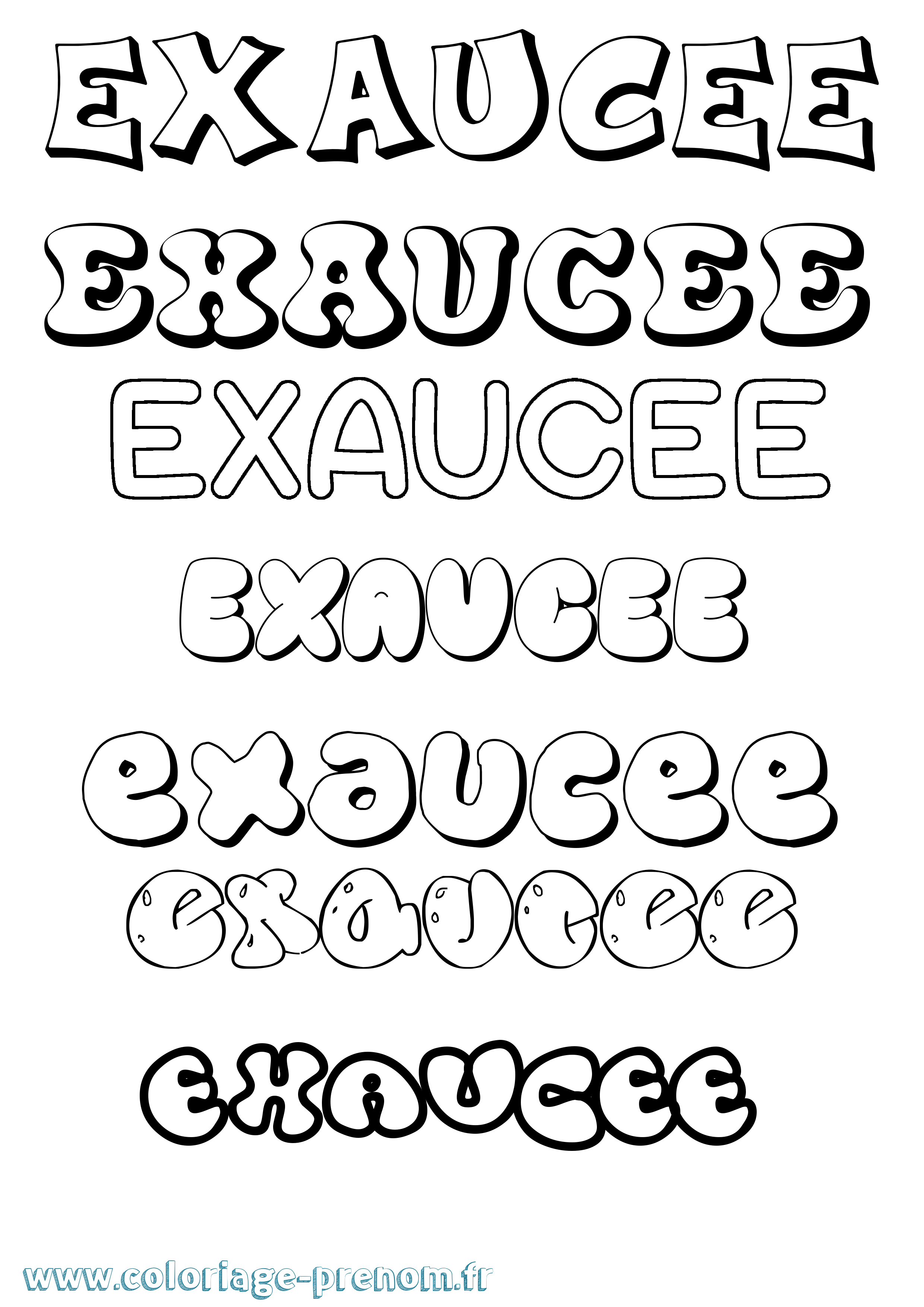 Coloriage Exaucee Bubble Coloriage prénom Exaucee Bubble