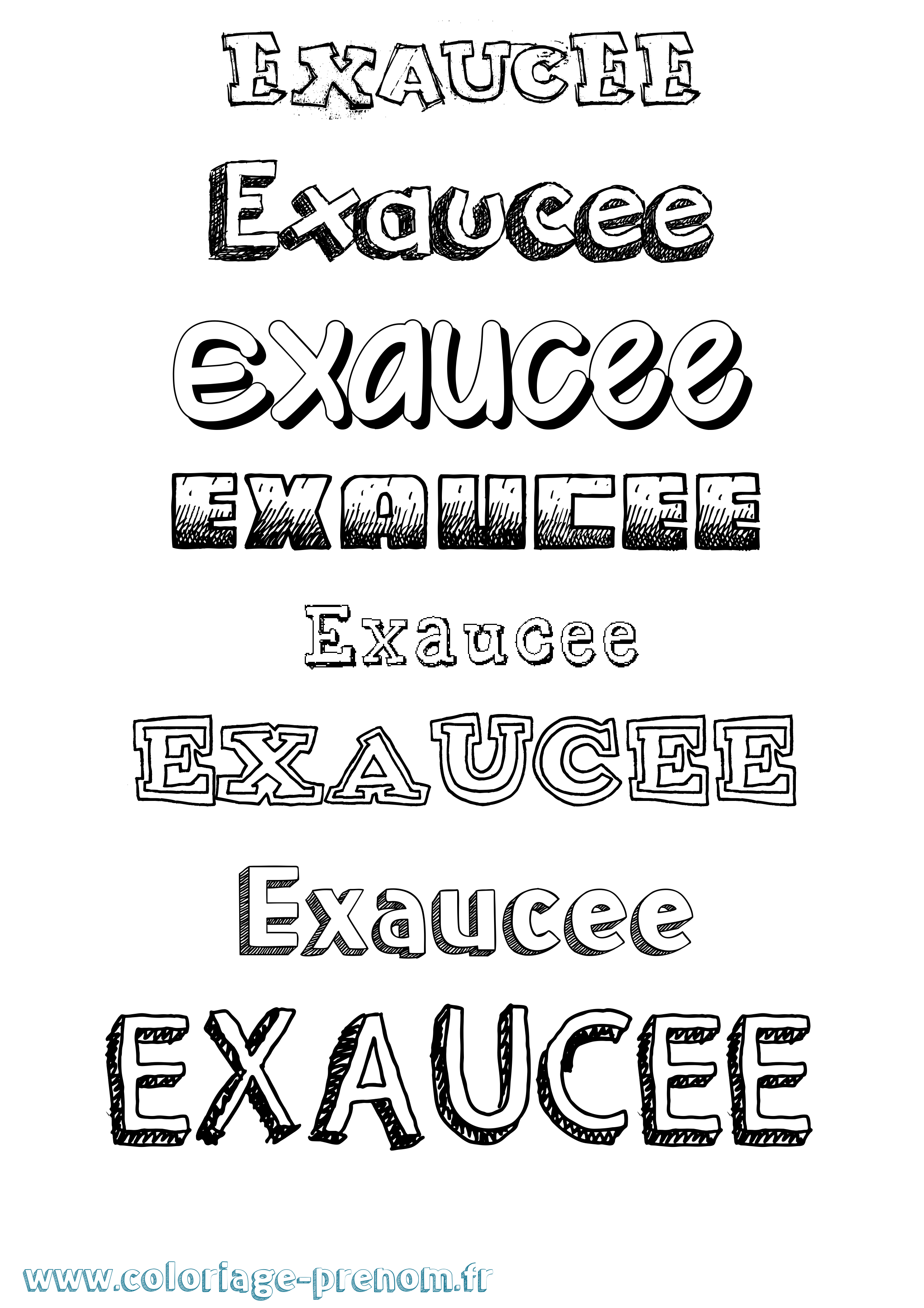 Coloriage Exaucee Dessiné Coloriage prénom Exaucee Dessiné