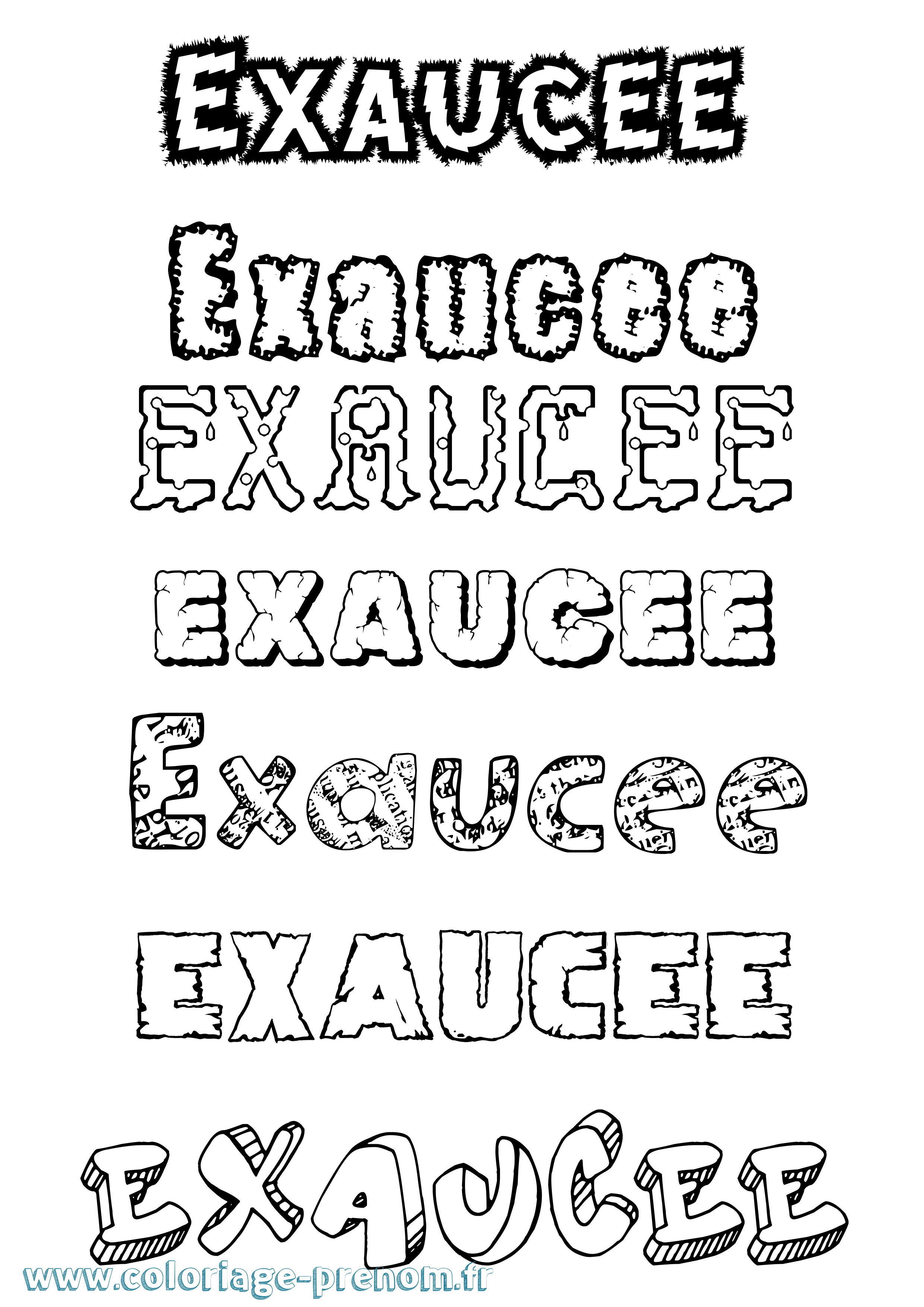 Coloriage Exaucee Destructuré Coloriage prénom Exaucee Destructuré