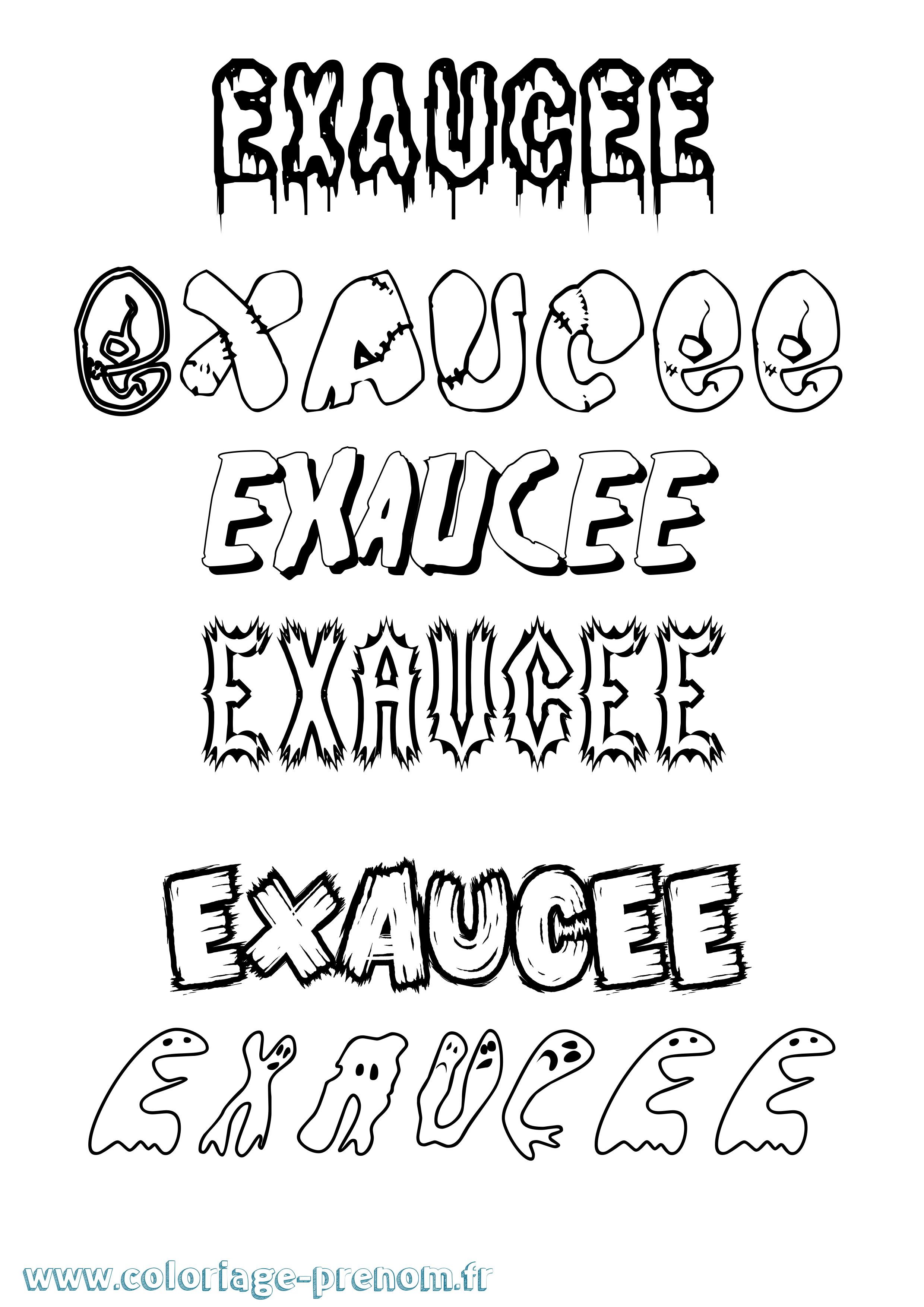 Coloriage Exaucee Frisson Coloriage prénom Exaucee Frisson