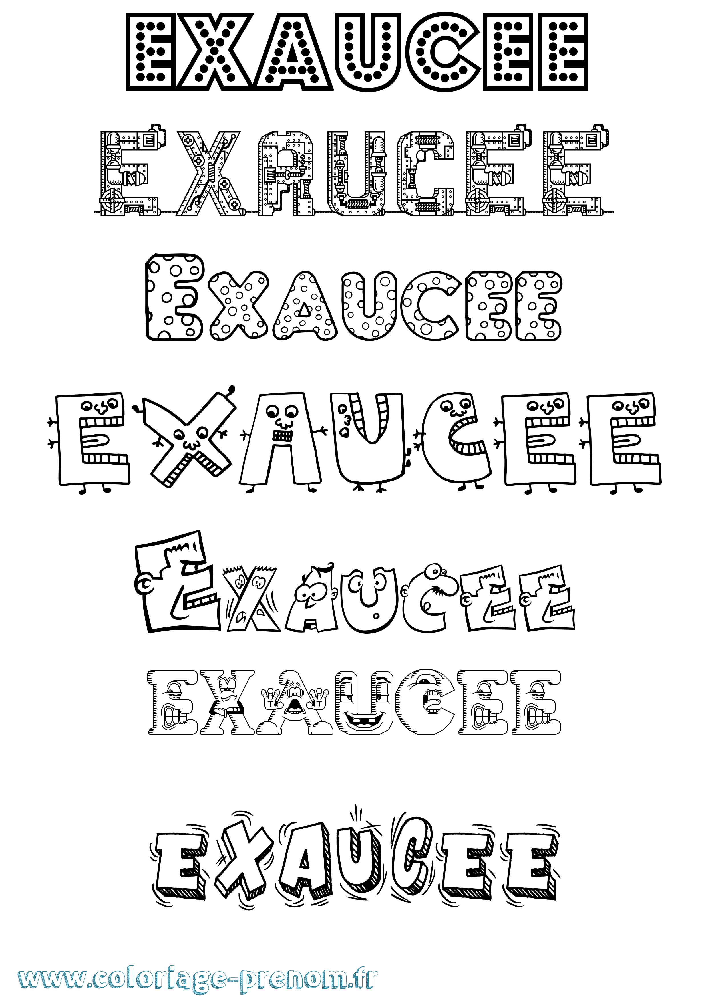 Coloriage Exaucee Fun Coloriage prénom Exaucee Fun