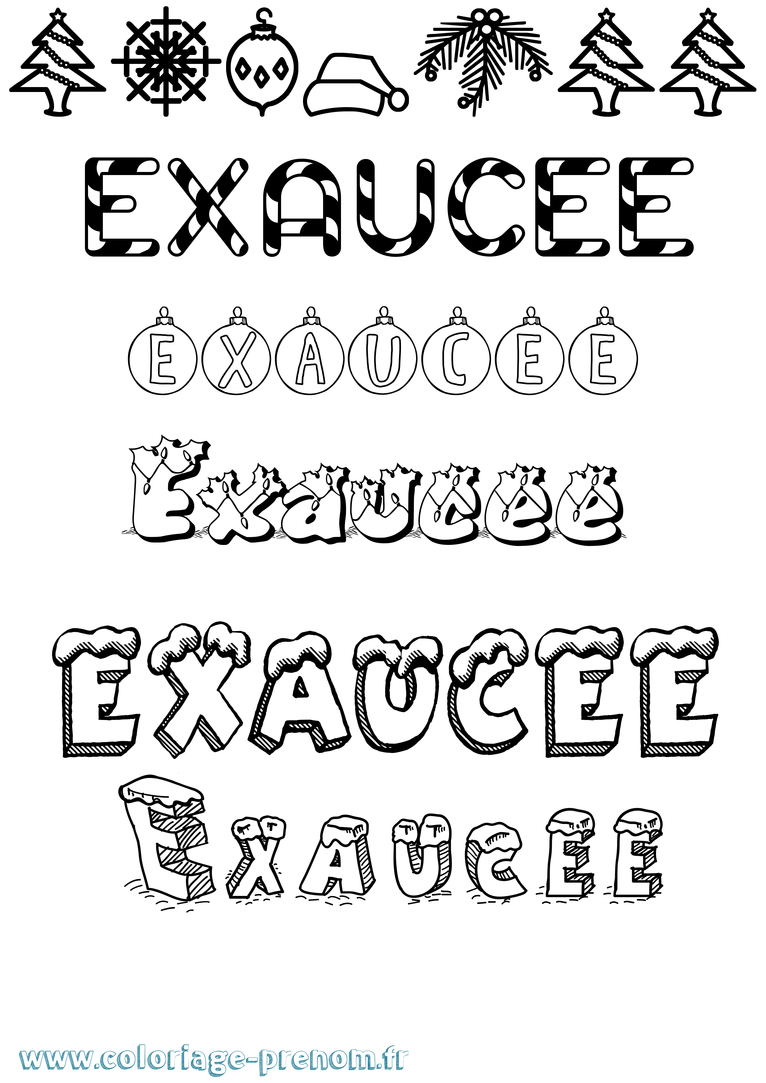Coloriage Exaucee Noël Coloriage prénom Exaucee Noël