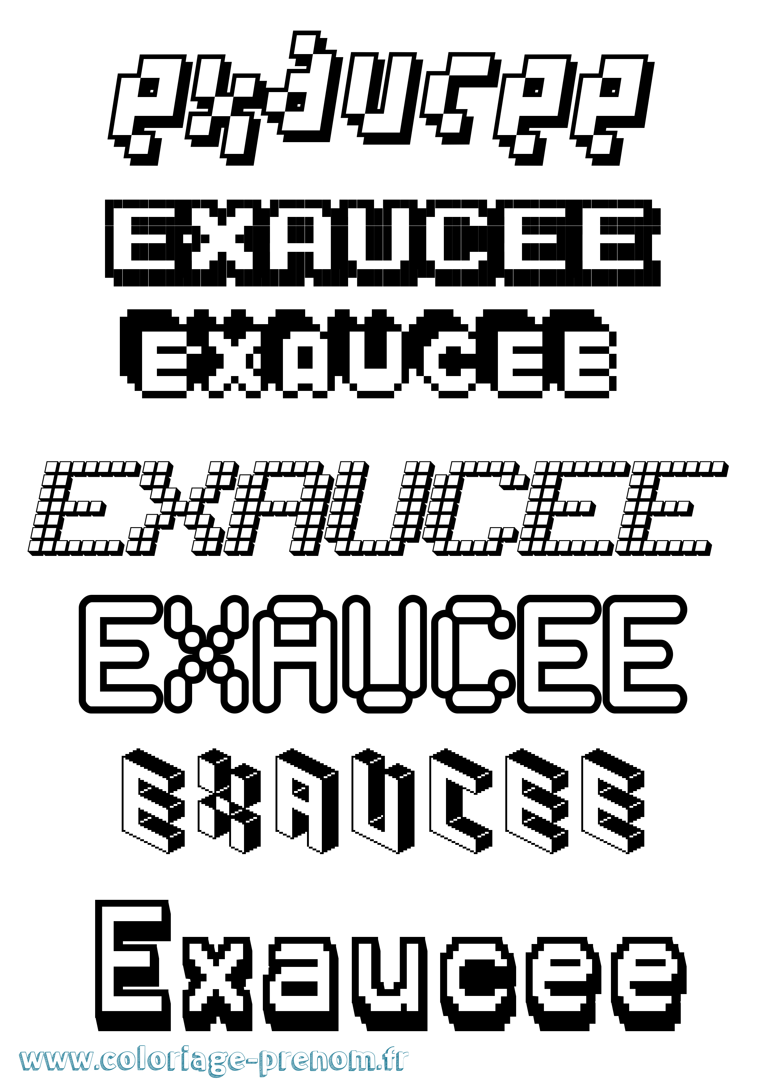 Coloriage Exaucee Pixel Coloriage prénom Exaucee Pixel