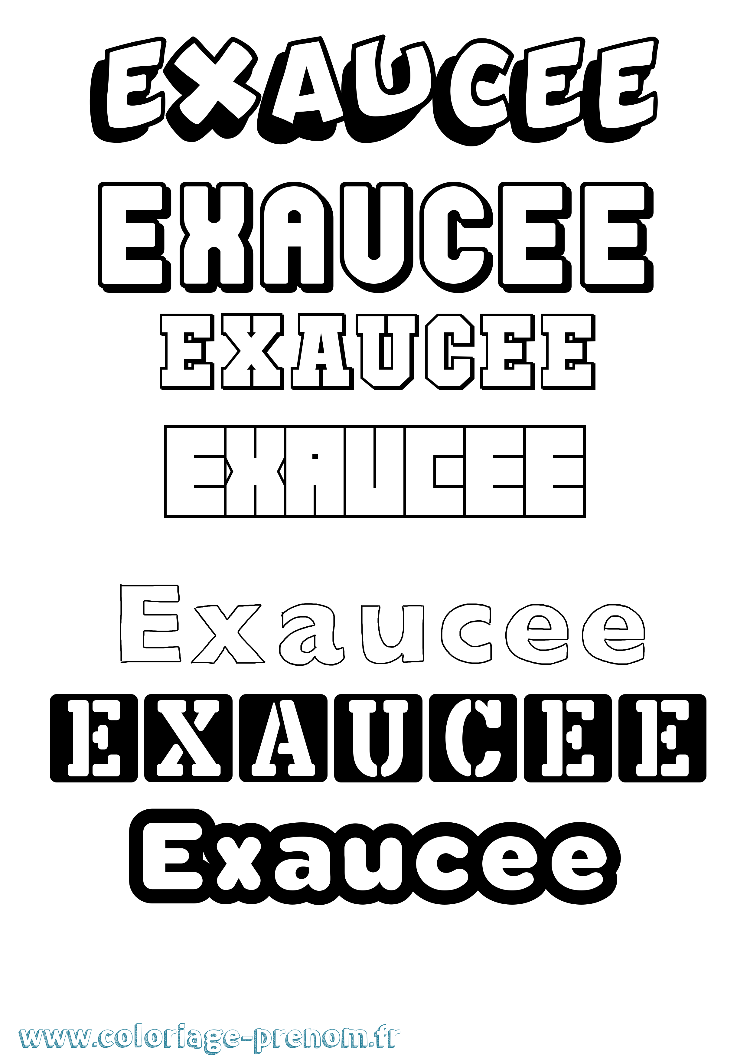 Coloriage Exaucee Simple Coloriage prénom Exaucee Simple