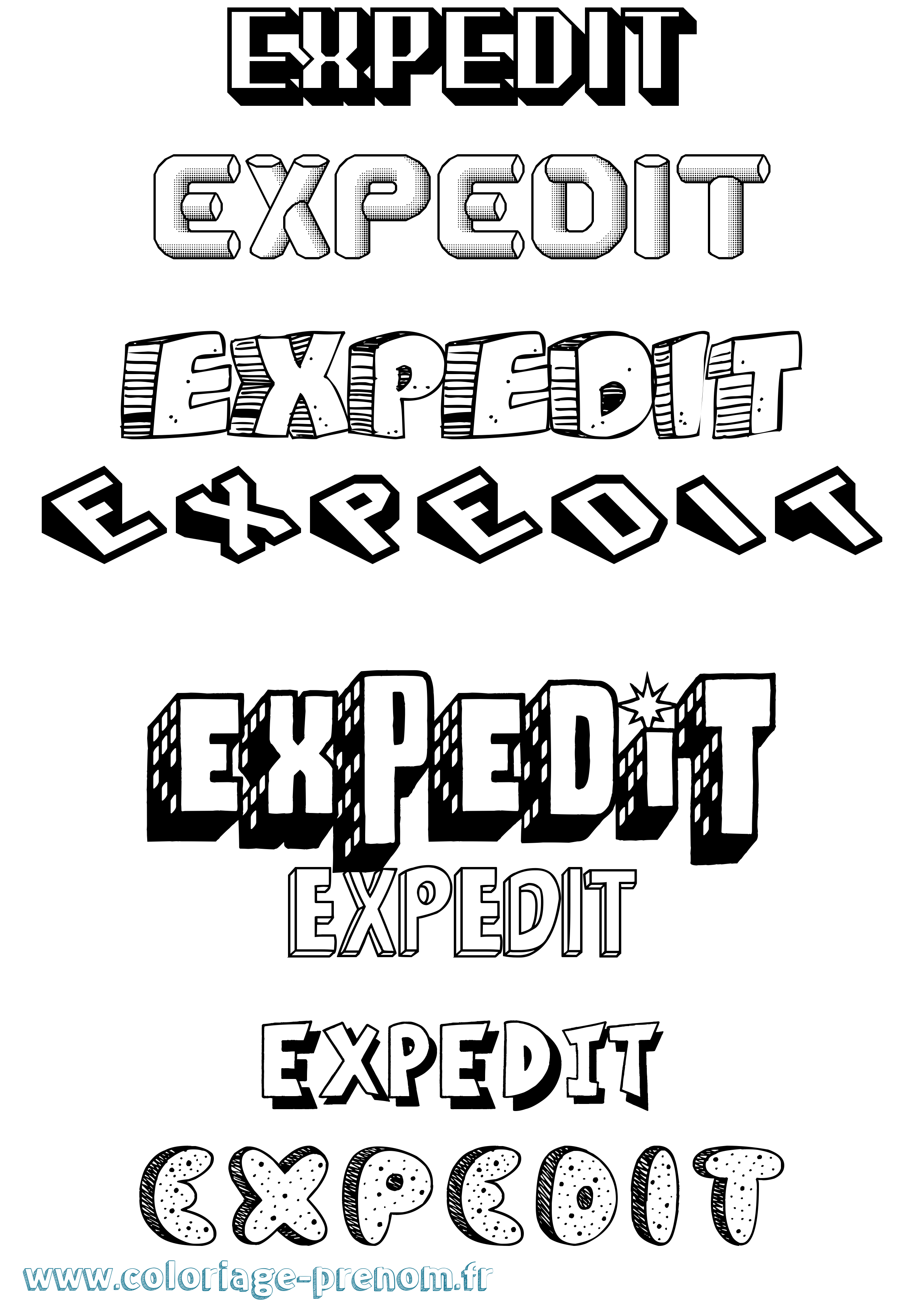 Coloriage Expedit Effet 3D Coloriage prénom Expedit Effet 3D