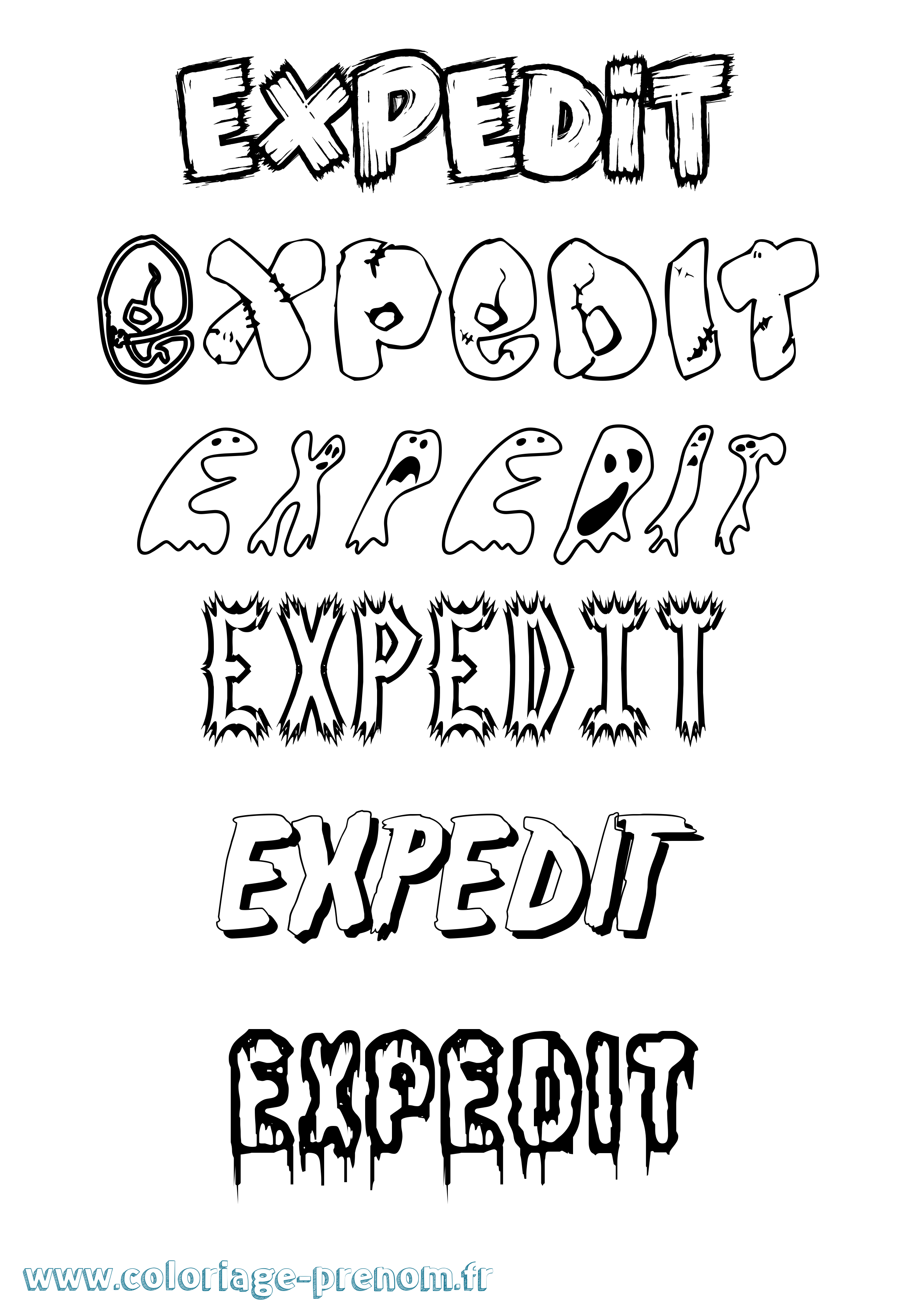 Coloriage Expedit Frisson Coloriage prénom Expedit Frisson