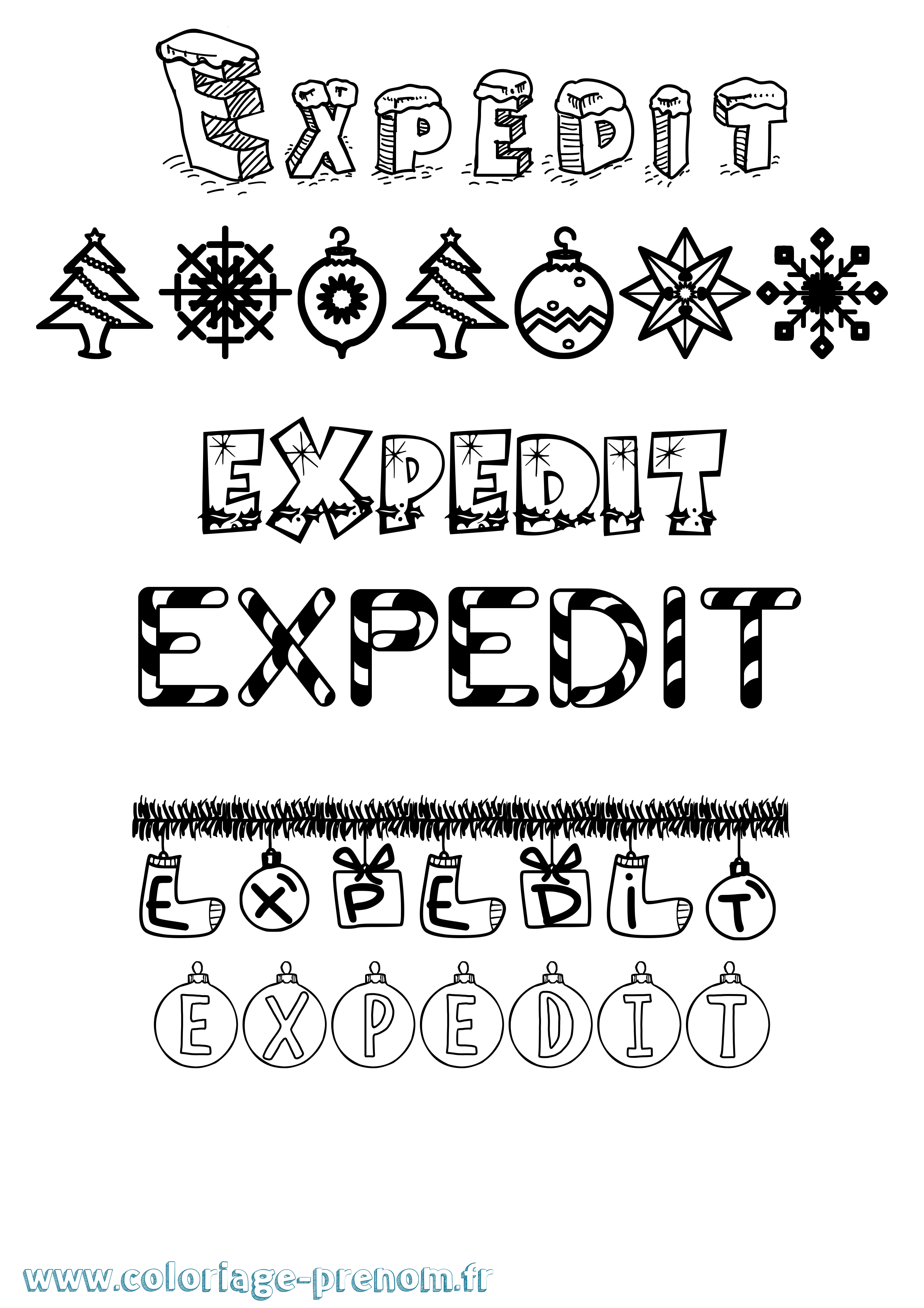 Coloriage Expedit Noël Coloriage prénom Expedit Noël