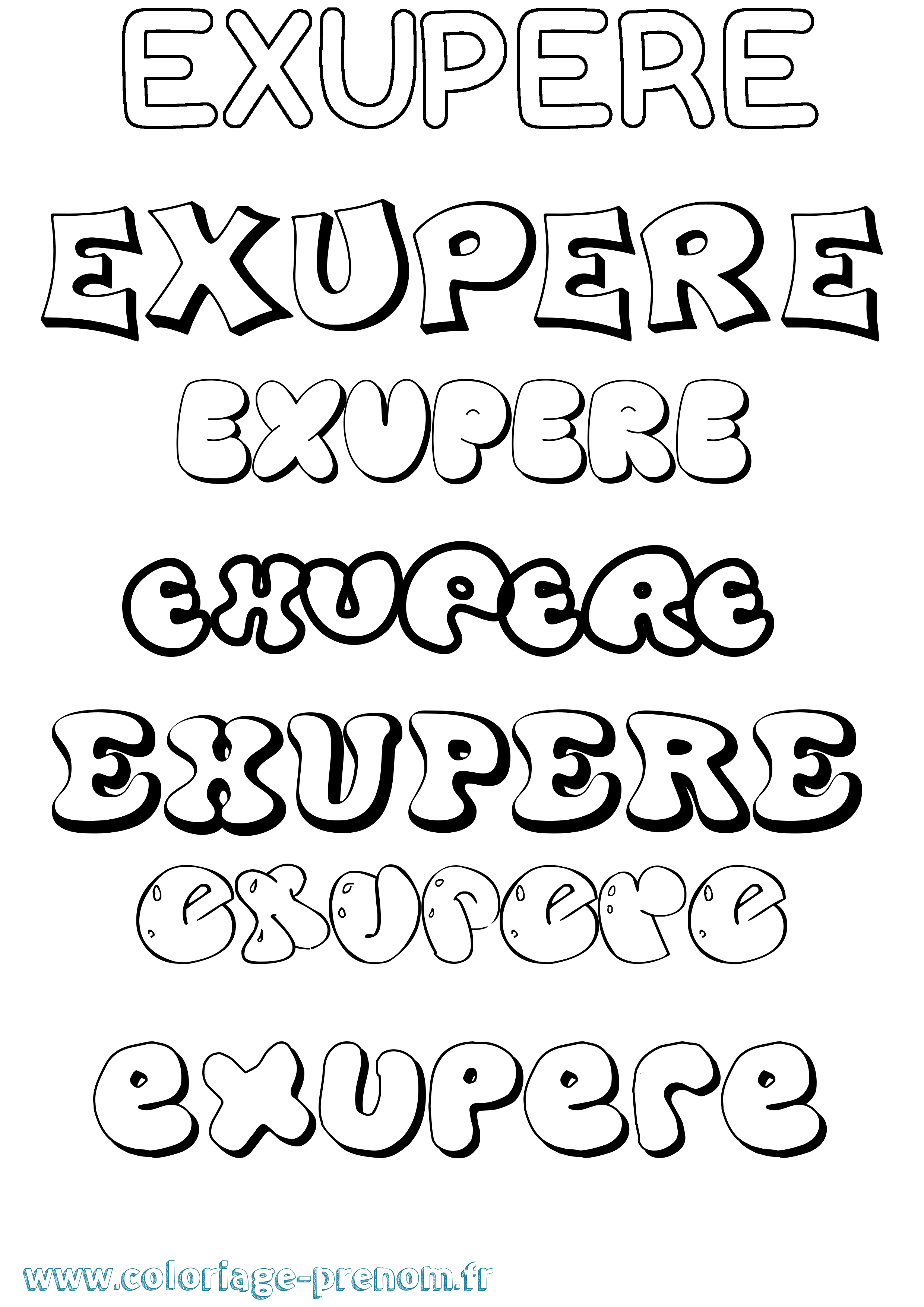Coloriage Exupere Bubble Coloriage prénom Exupere Bubble