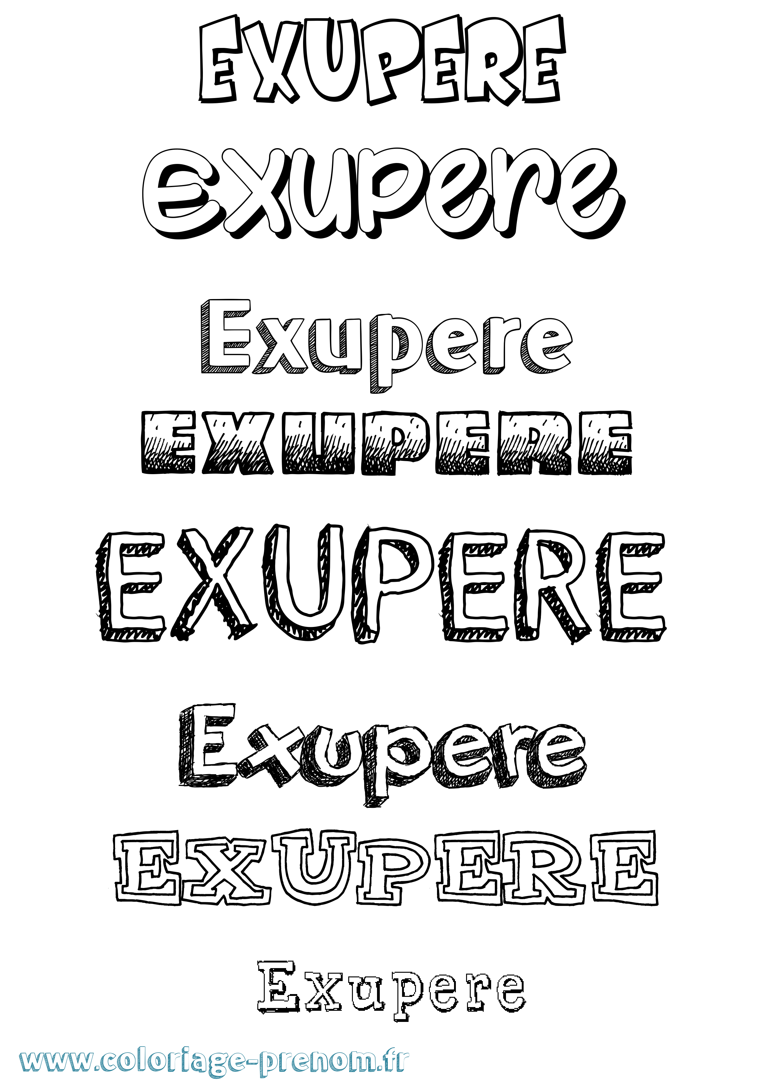 Coloriage Exupere Dessiné Coloriage prénom Exupere Dessiné