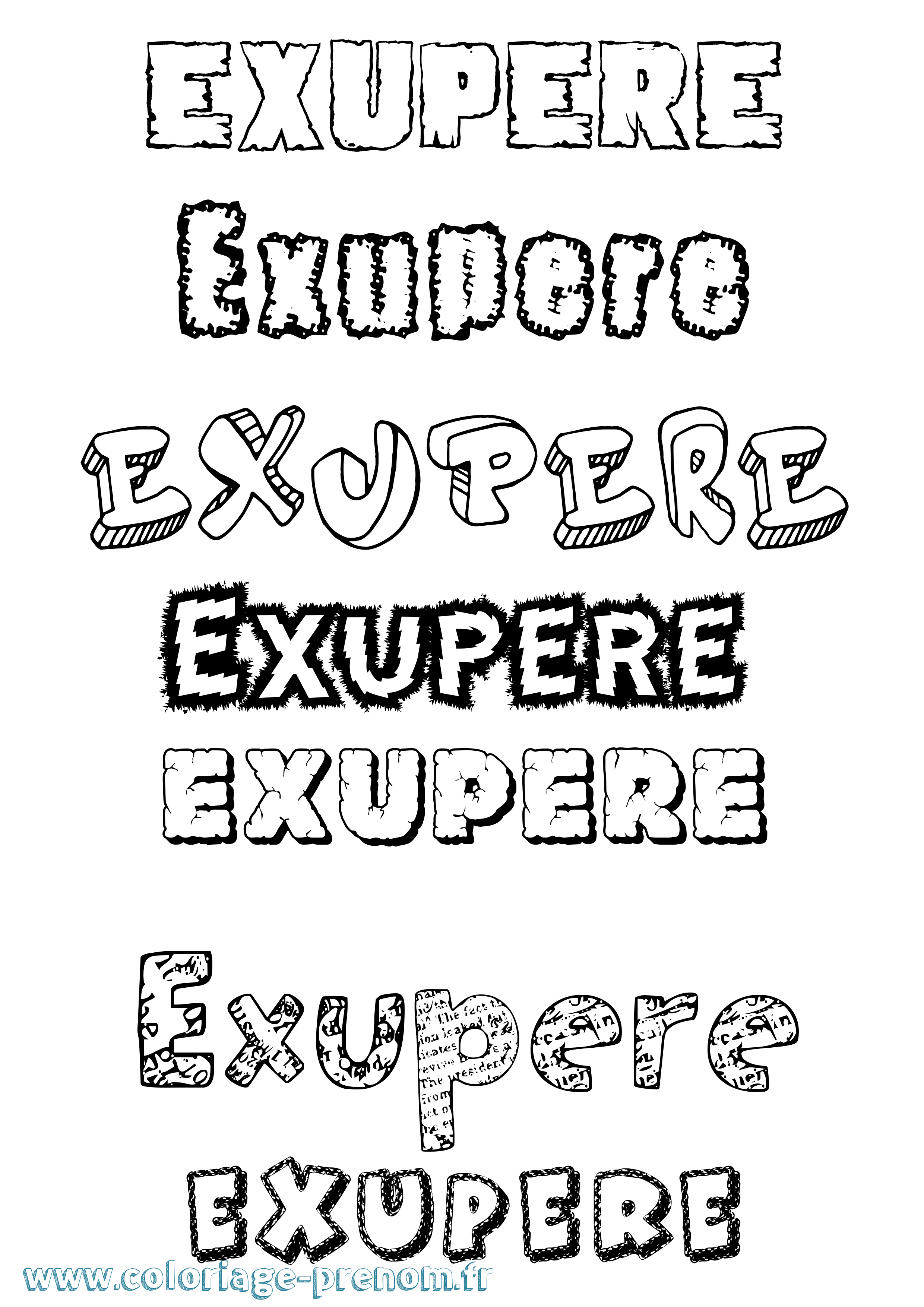 Coloriage Exupere Destructuré Coloriage prénom Exupere Destructuré