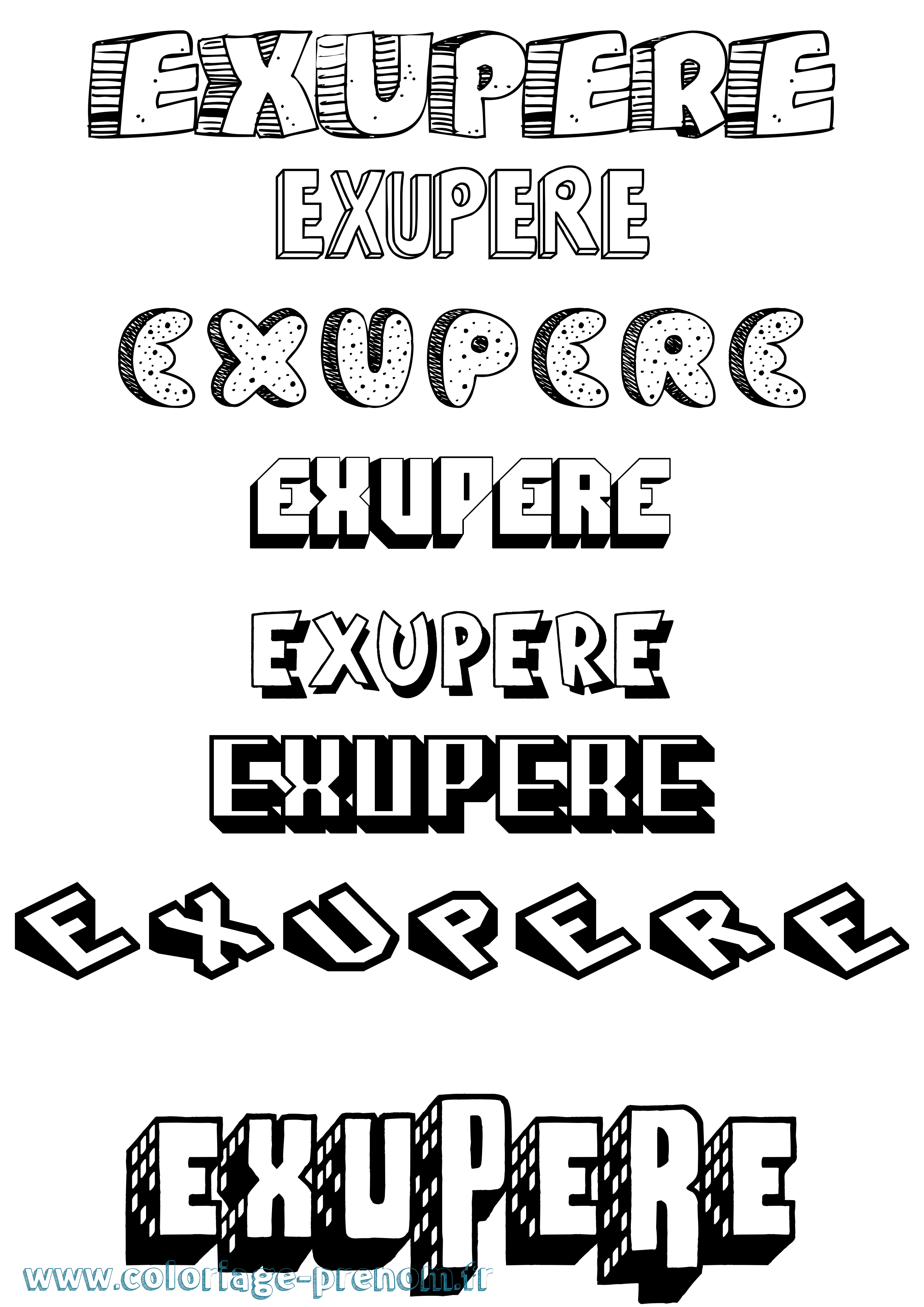 Coloriage Exupere Effet 3D Coloriage prénom Exupere Effet 3D