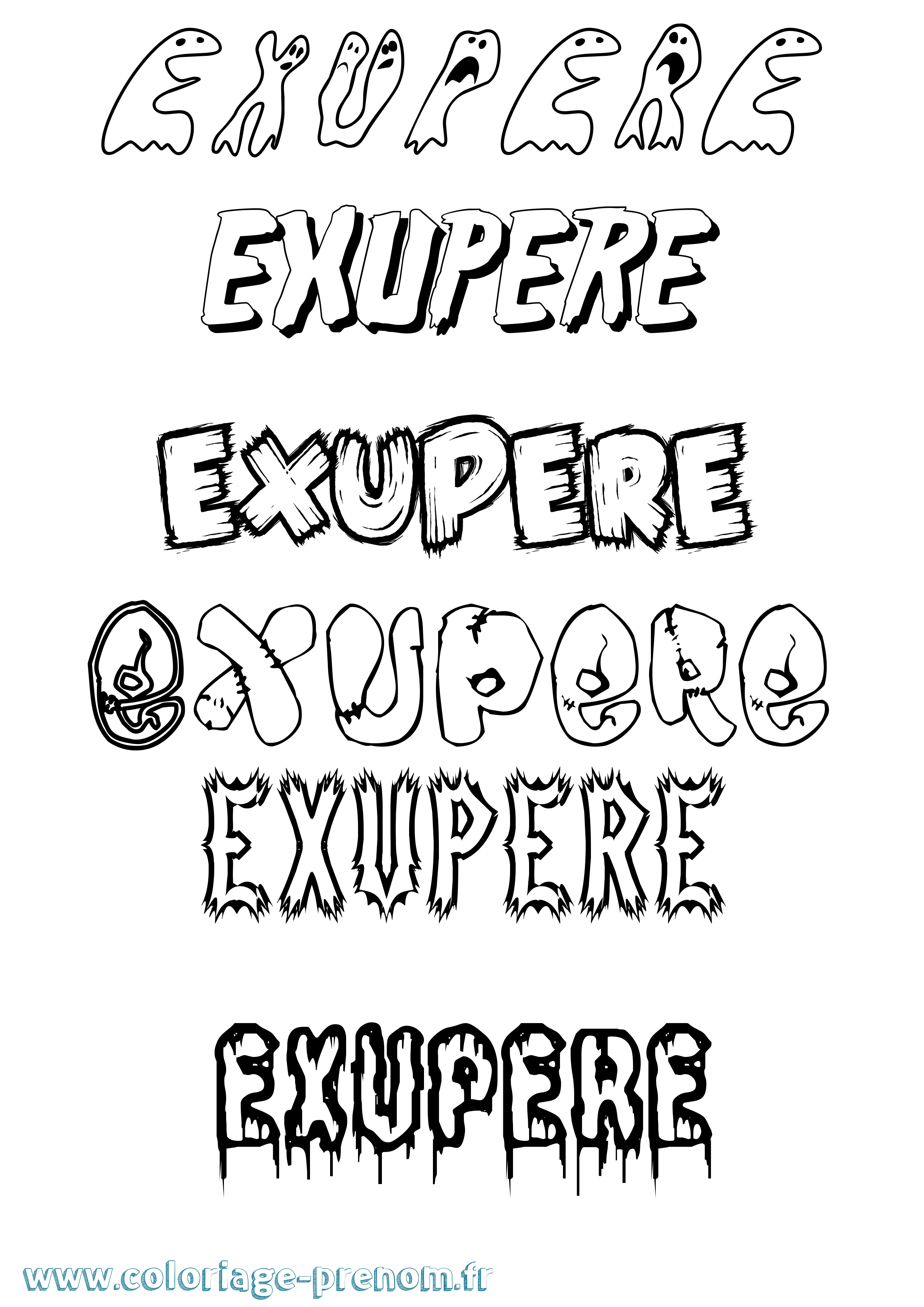 Coloriage Exupere Frisson Coloriage prénom Exupere Frisson