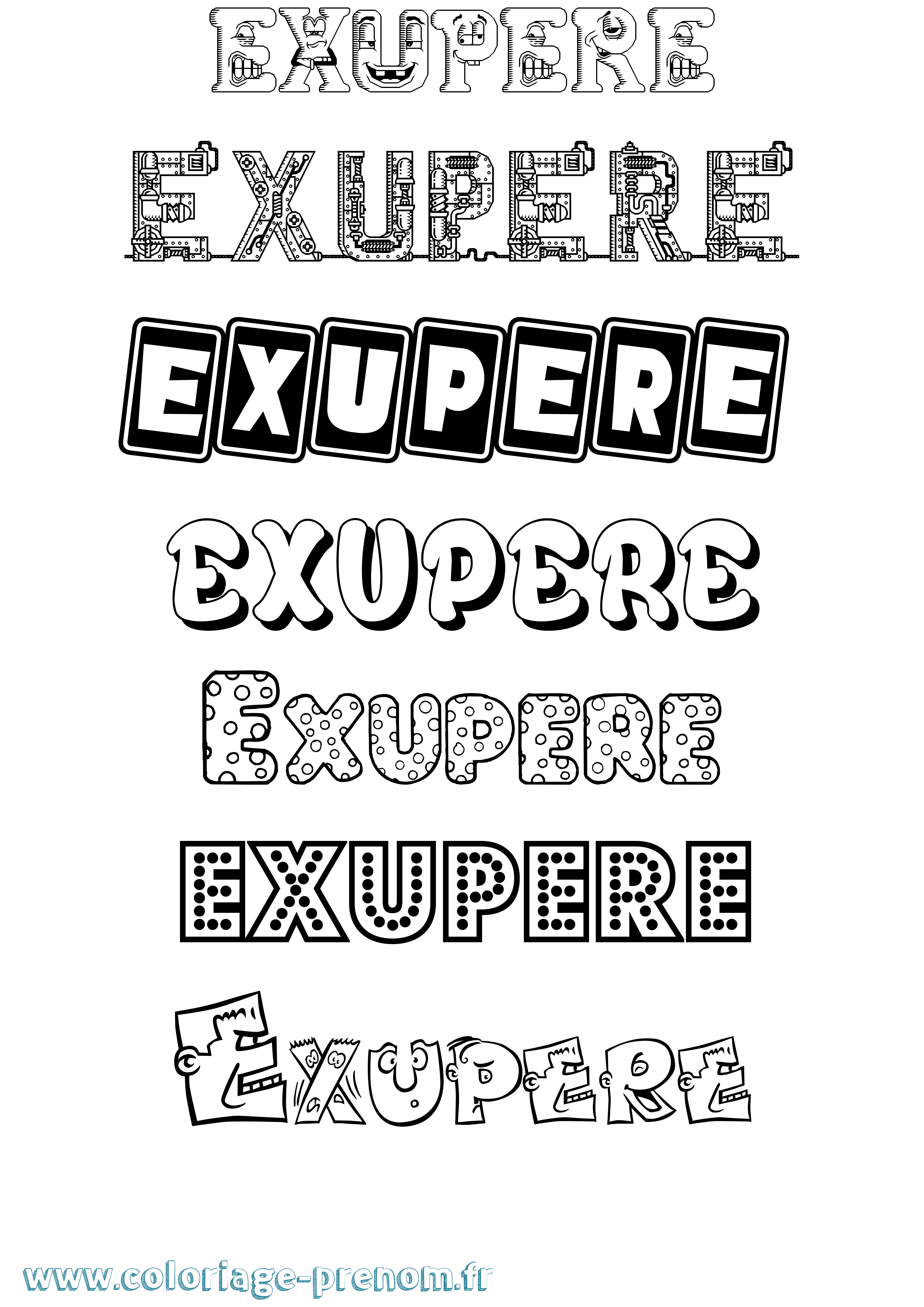 Coloriage Exupere Fun Coloriage prénom Exupere Fun