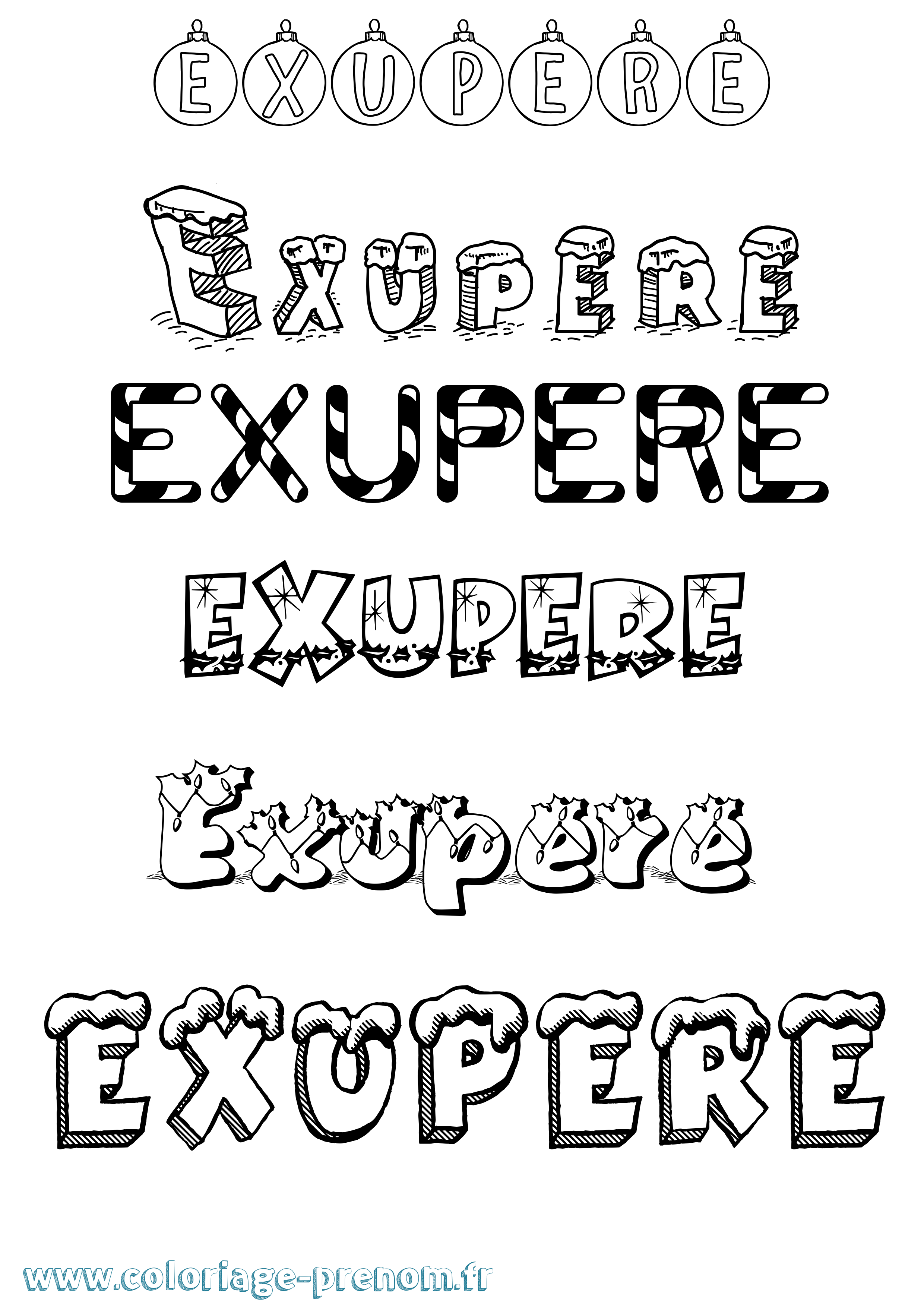Coloriage Exupere Noël Coloriage prénom Exupere Noël