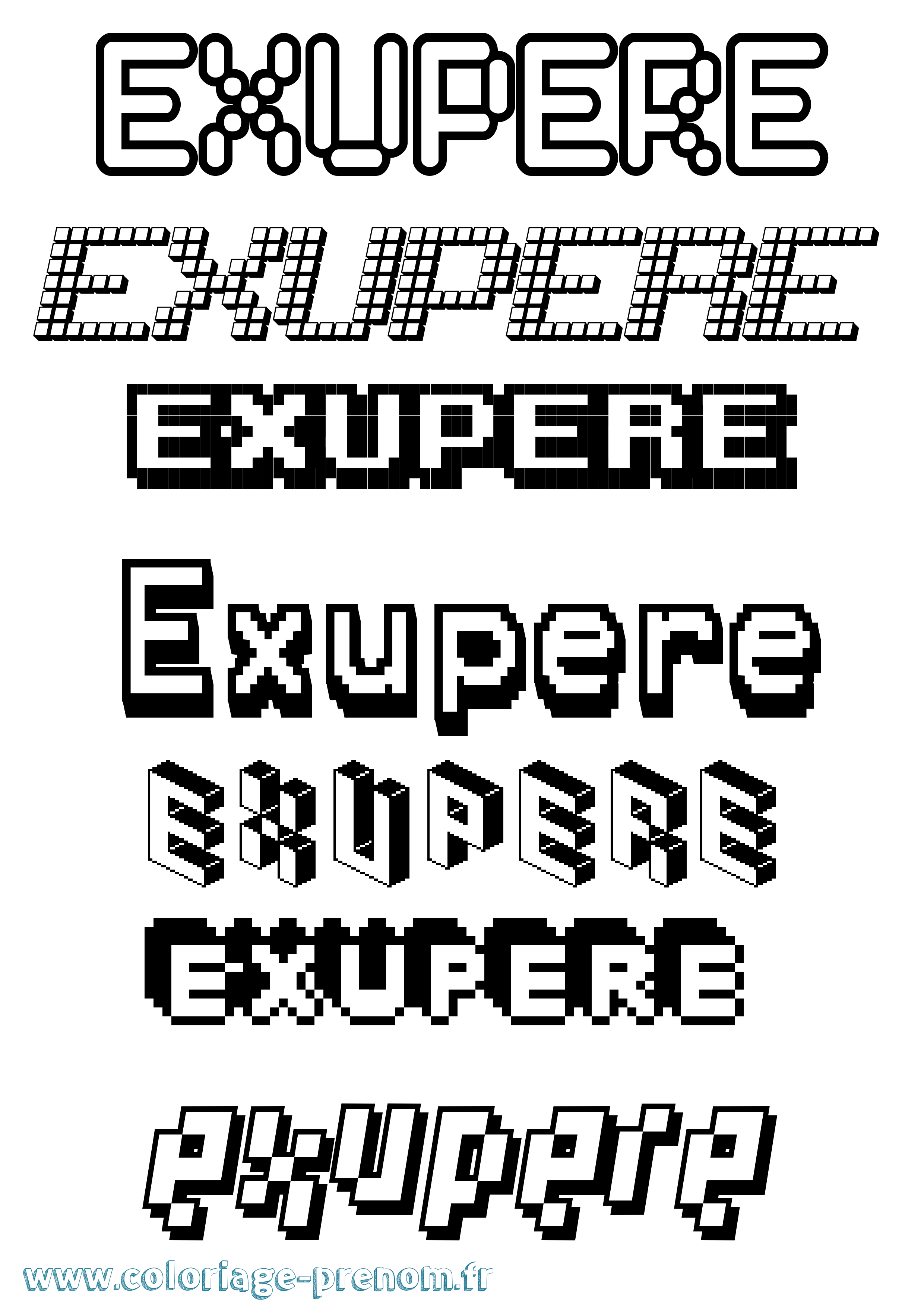 Coloriage Exupere Pixel Coloriage prénom Exupere Pixel