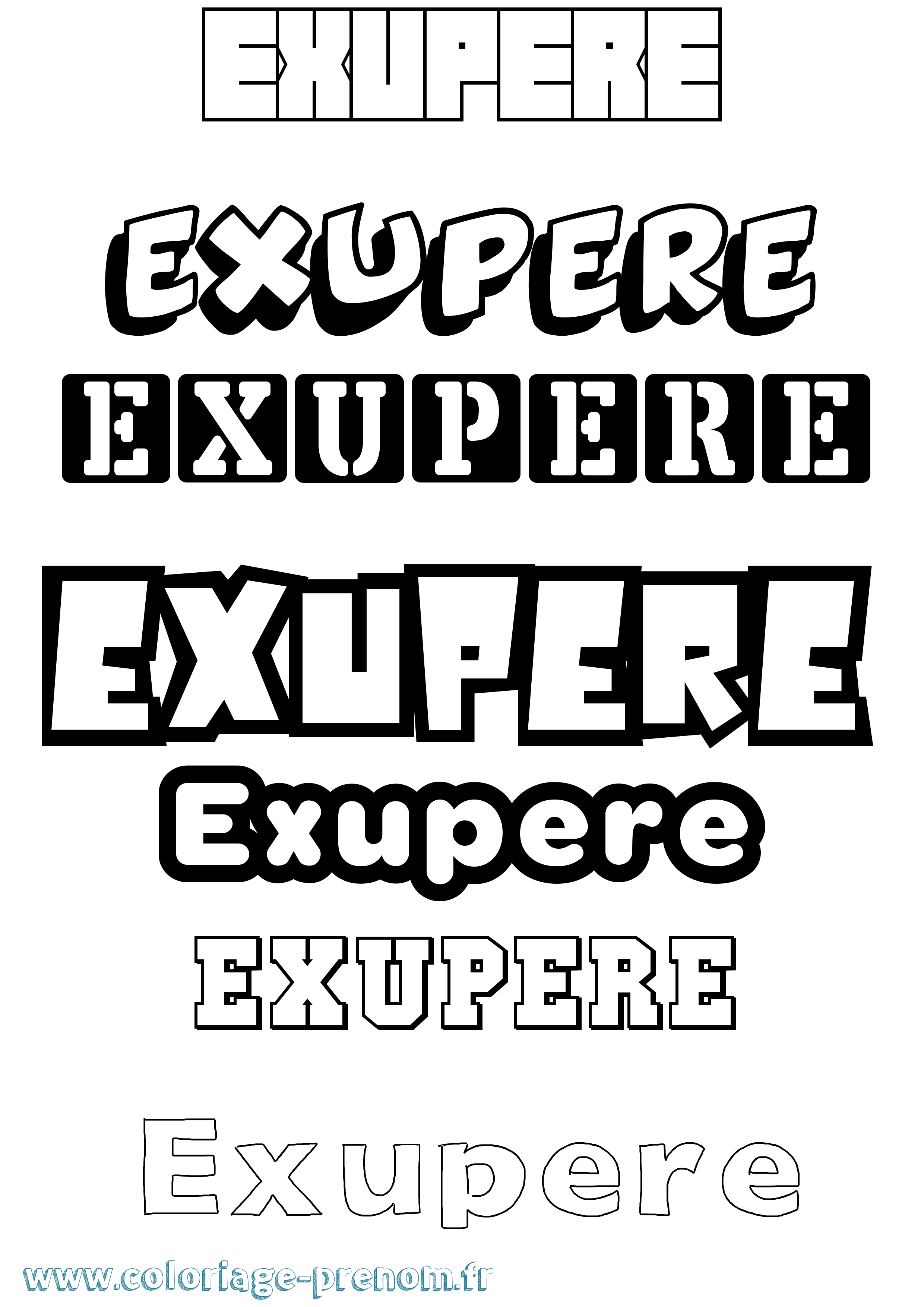 Coloriage Exupere Simple Coloriage prénom Exupere Simple