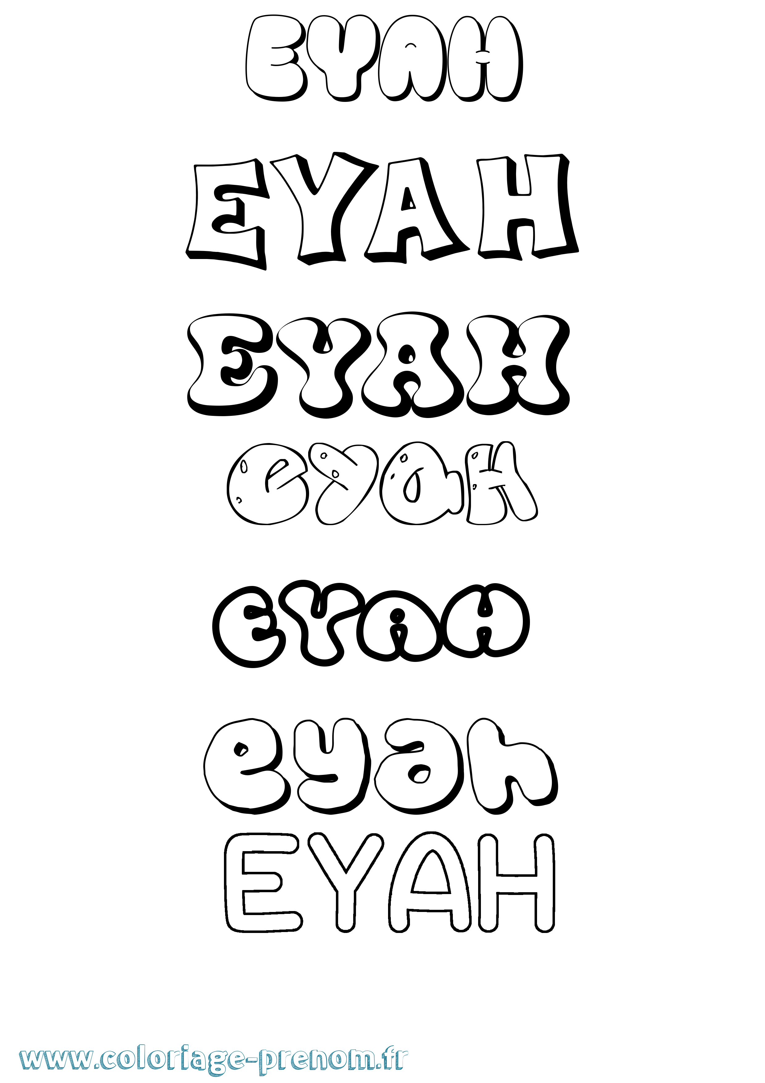 Coloriage Eyah Bubble Coloriage prénom Eyah Bubble