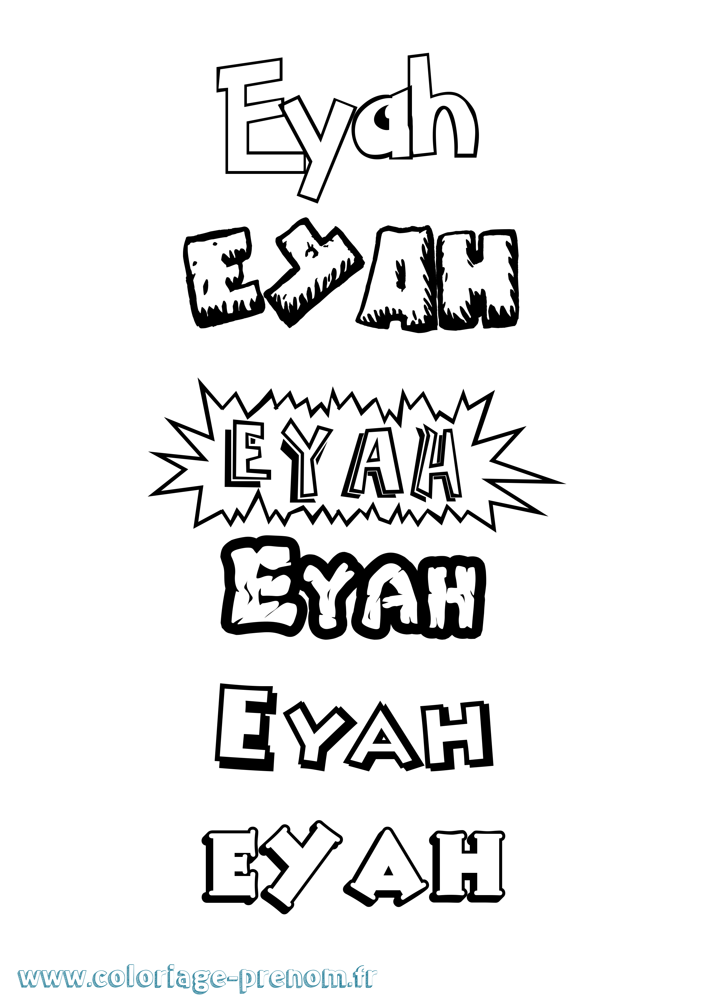 Coloriage Eyah Dessin Animé Coloriage prénom Eyah Dessin Animé