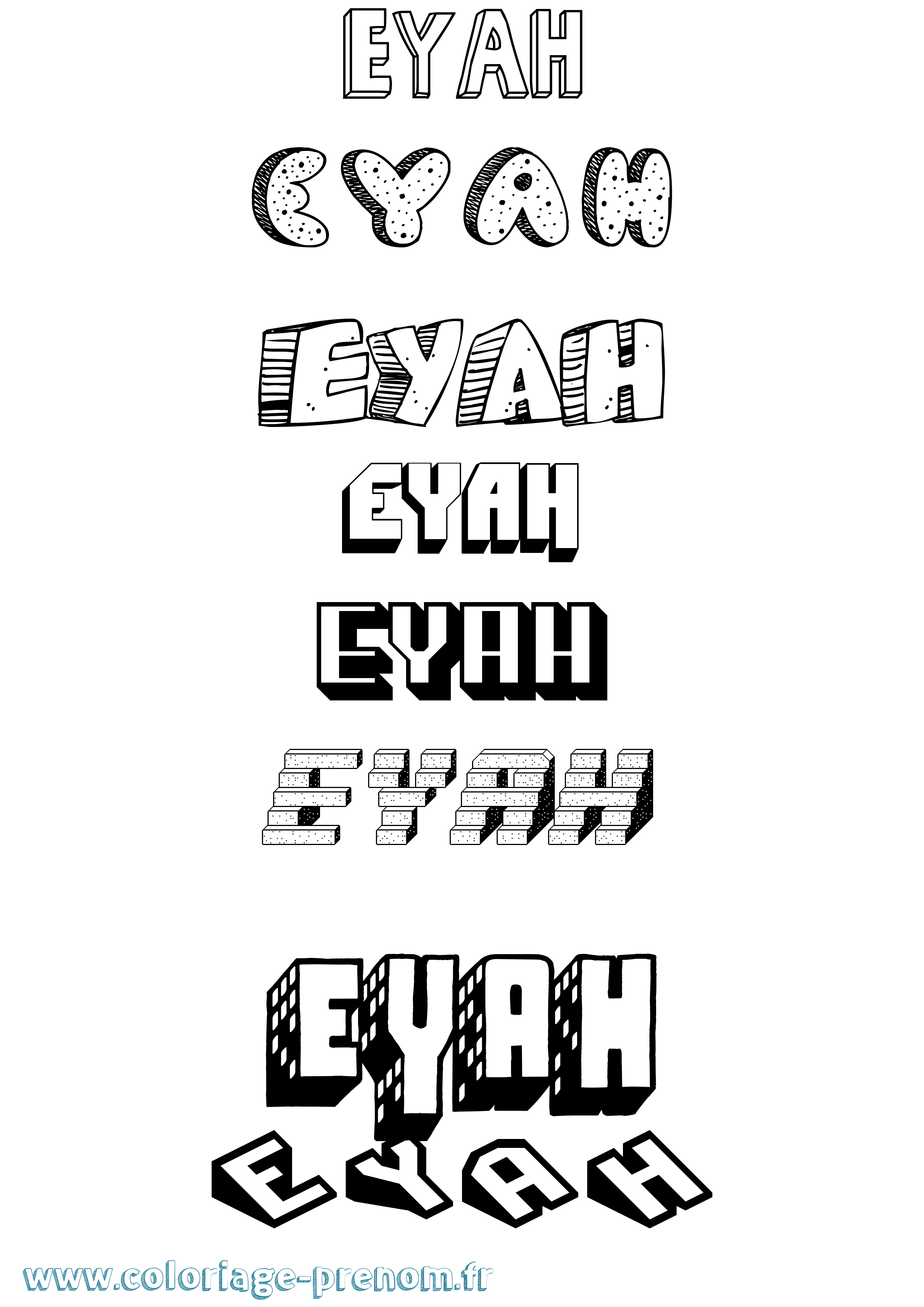 Coloriage Eyah Effet 3D Coloriage prénom Eyah Effet 3D