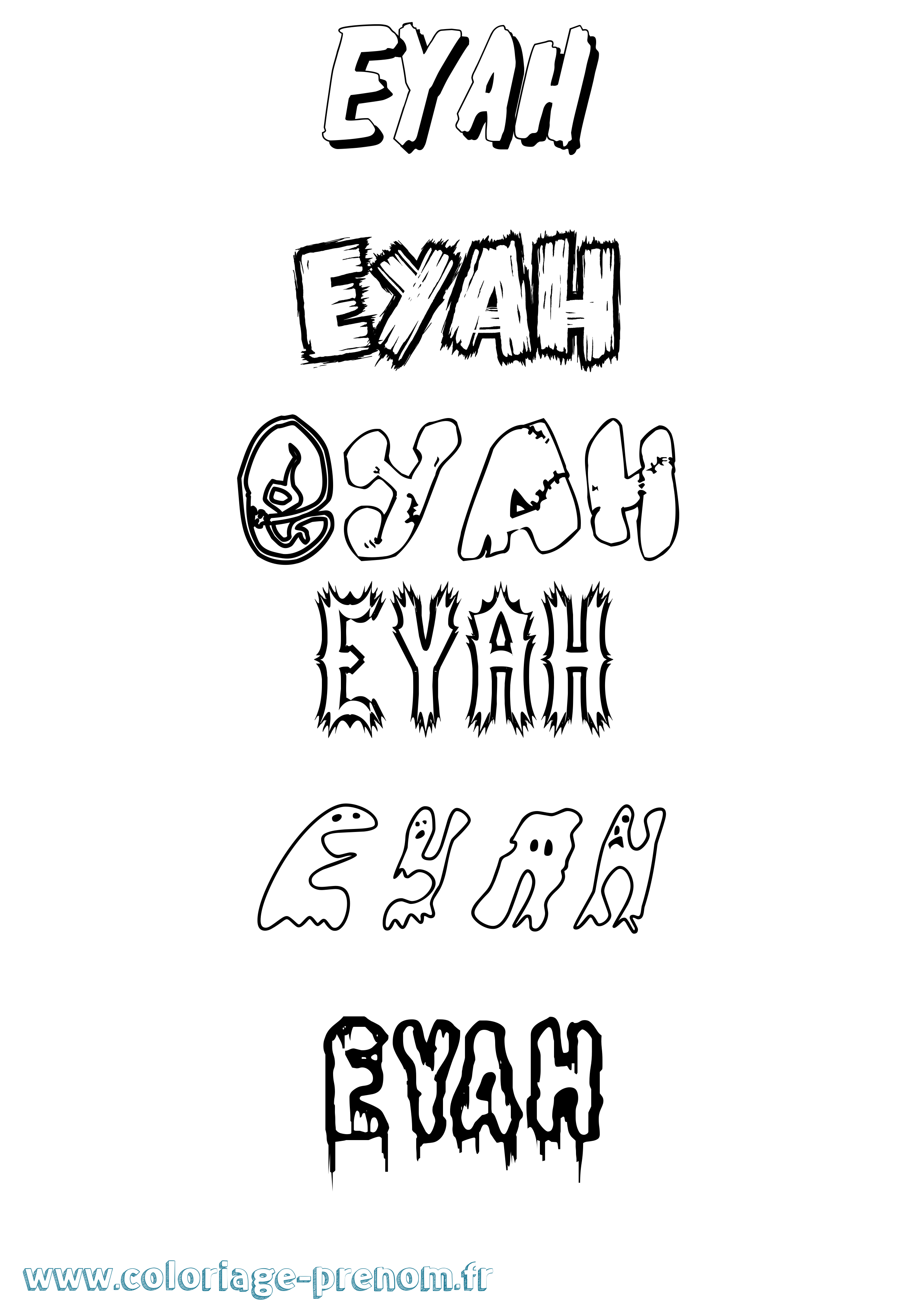Coloriage Eyah Frisson Coloriage prénom Eyah Frisson