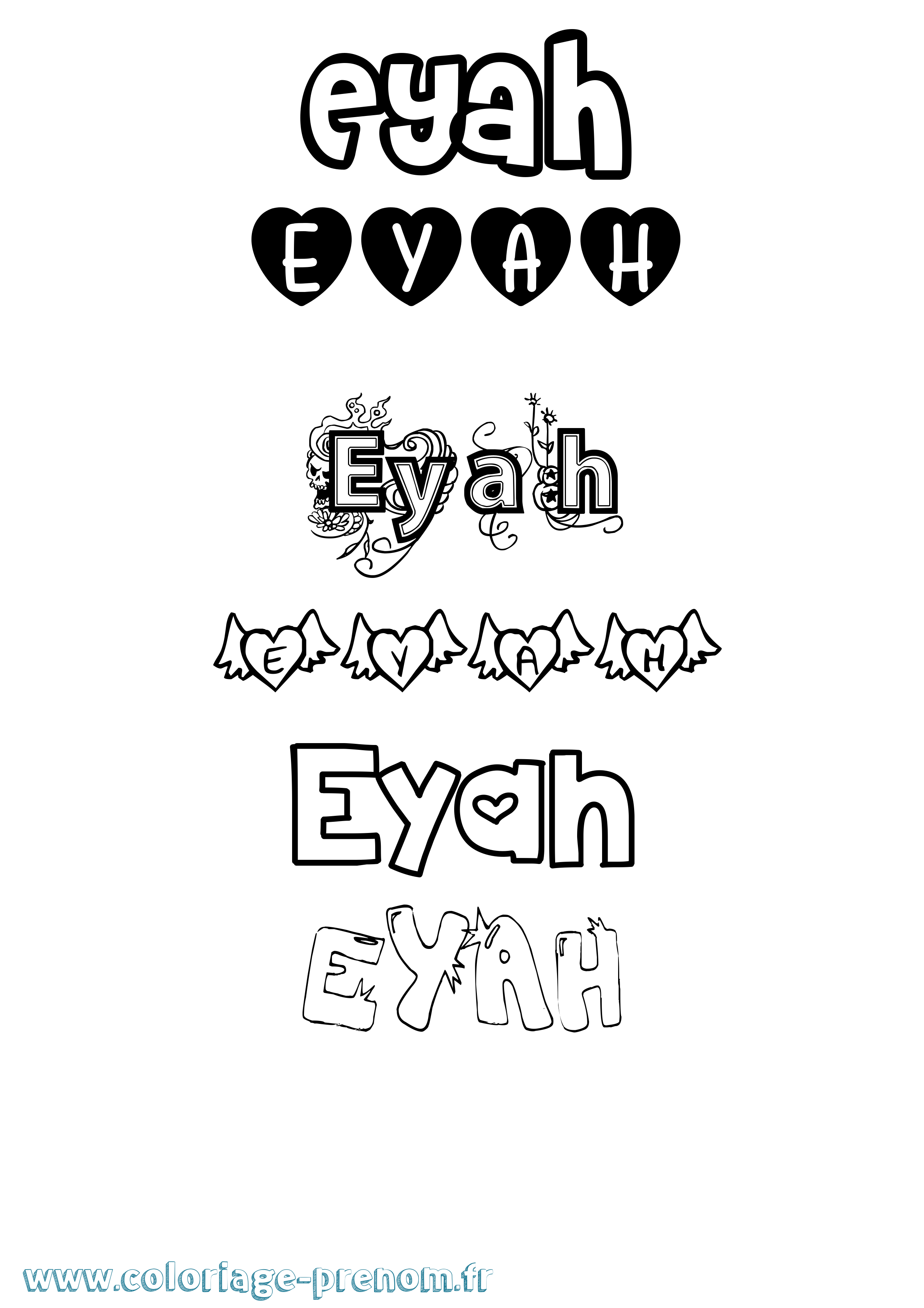 Coloriage Eyah Girly Coloriage prénom Eyah Girly