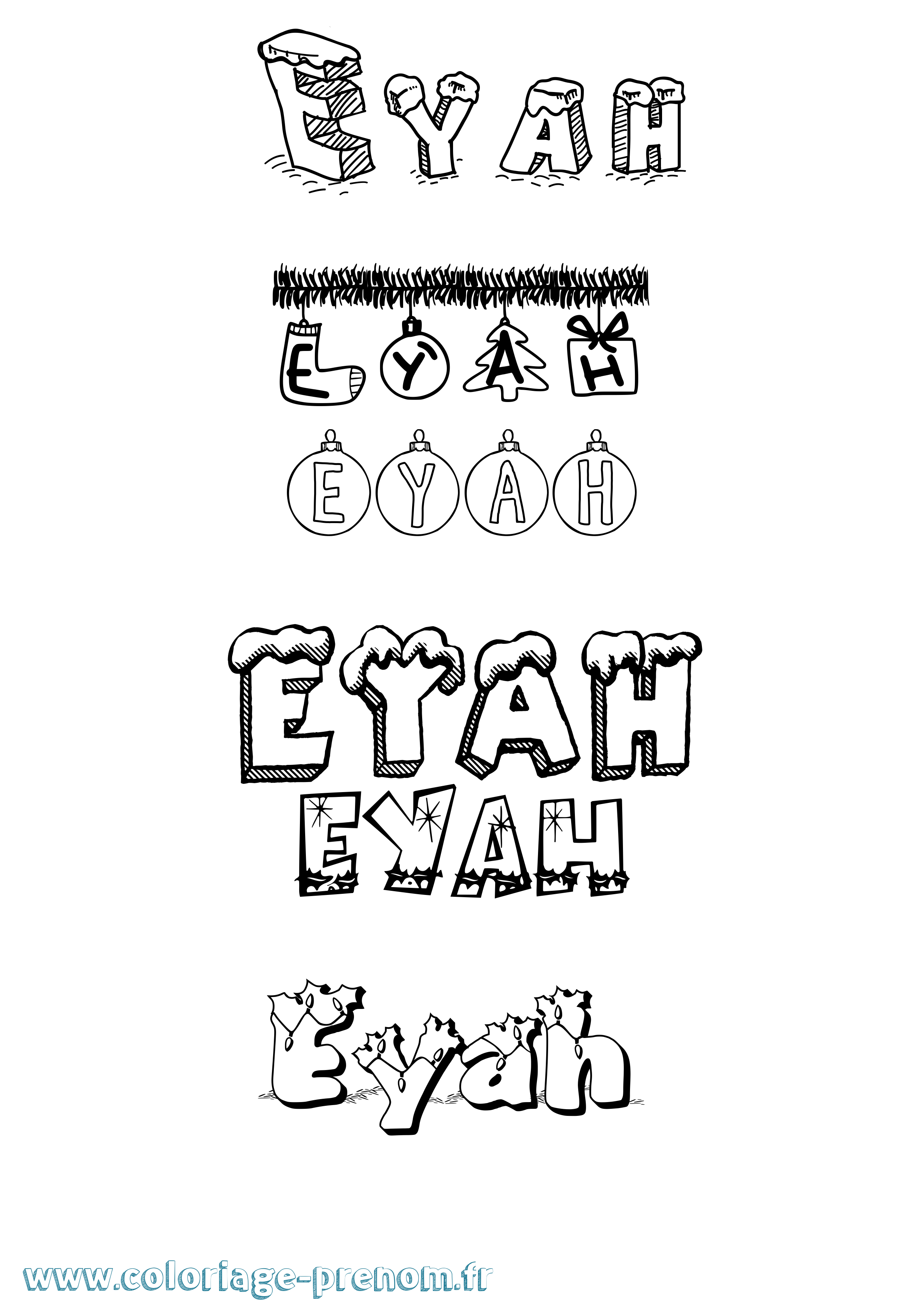 Coloriage Eyah Noël Coloriage prénom Eyah Noël