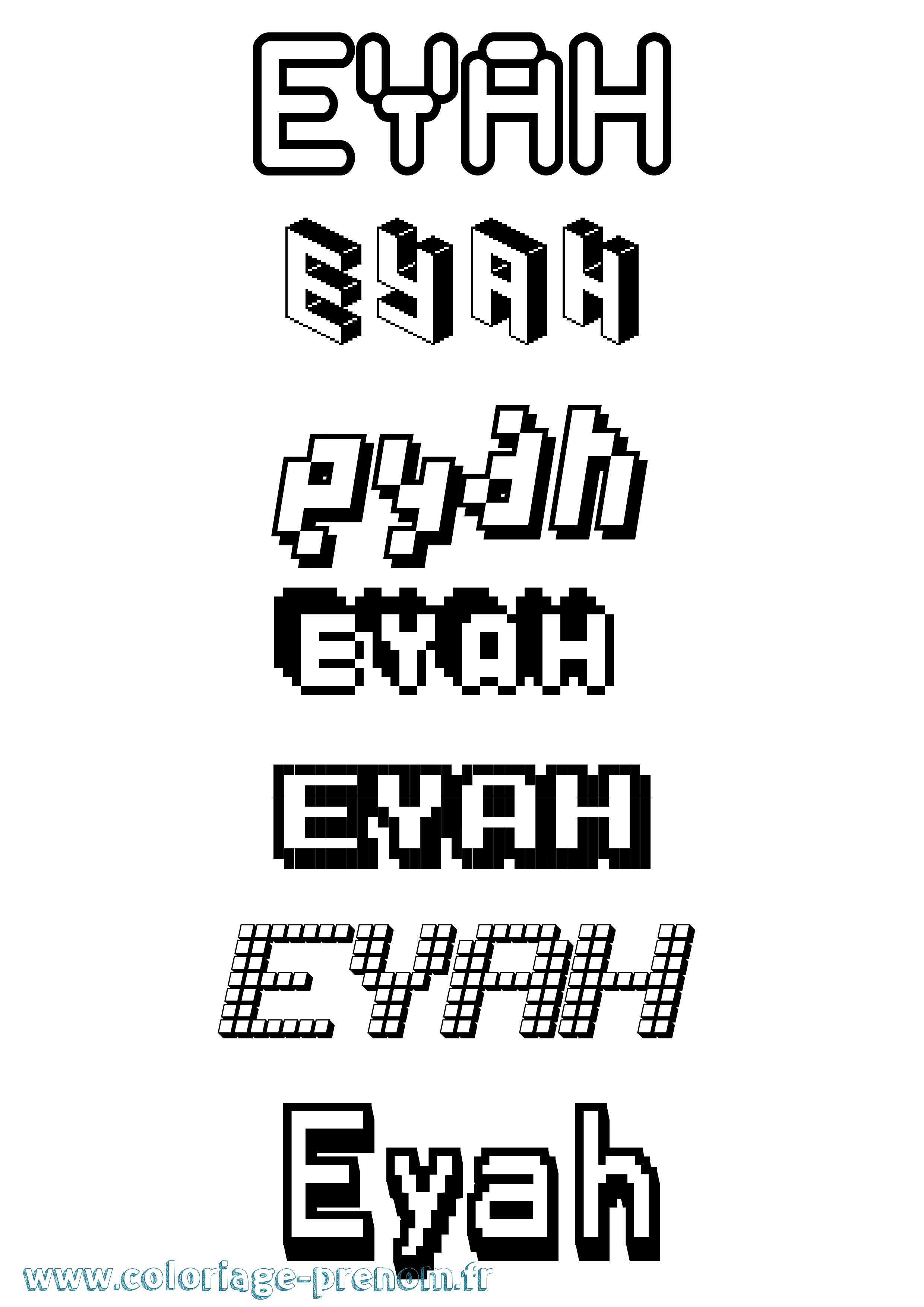 Coloriage Eyah Pixel Coloriage prénom Eyah Pixel
