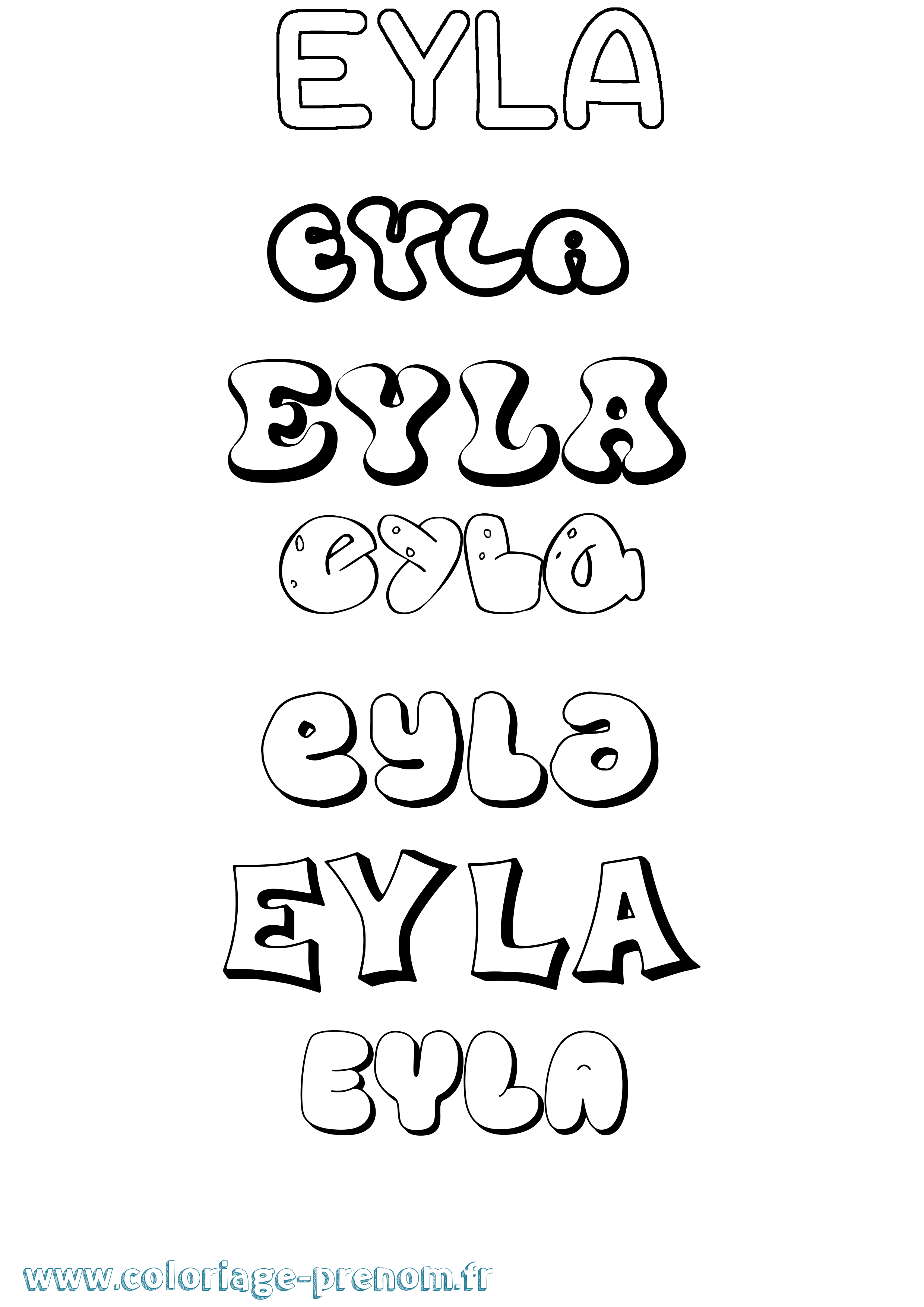 Coloriage Eyla Bubble Coloriage prénom Eyla Bubble