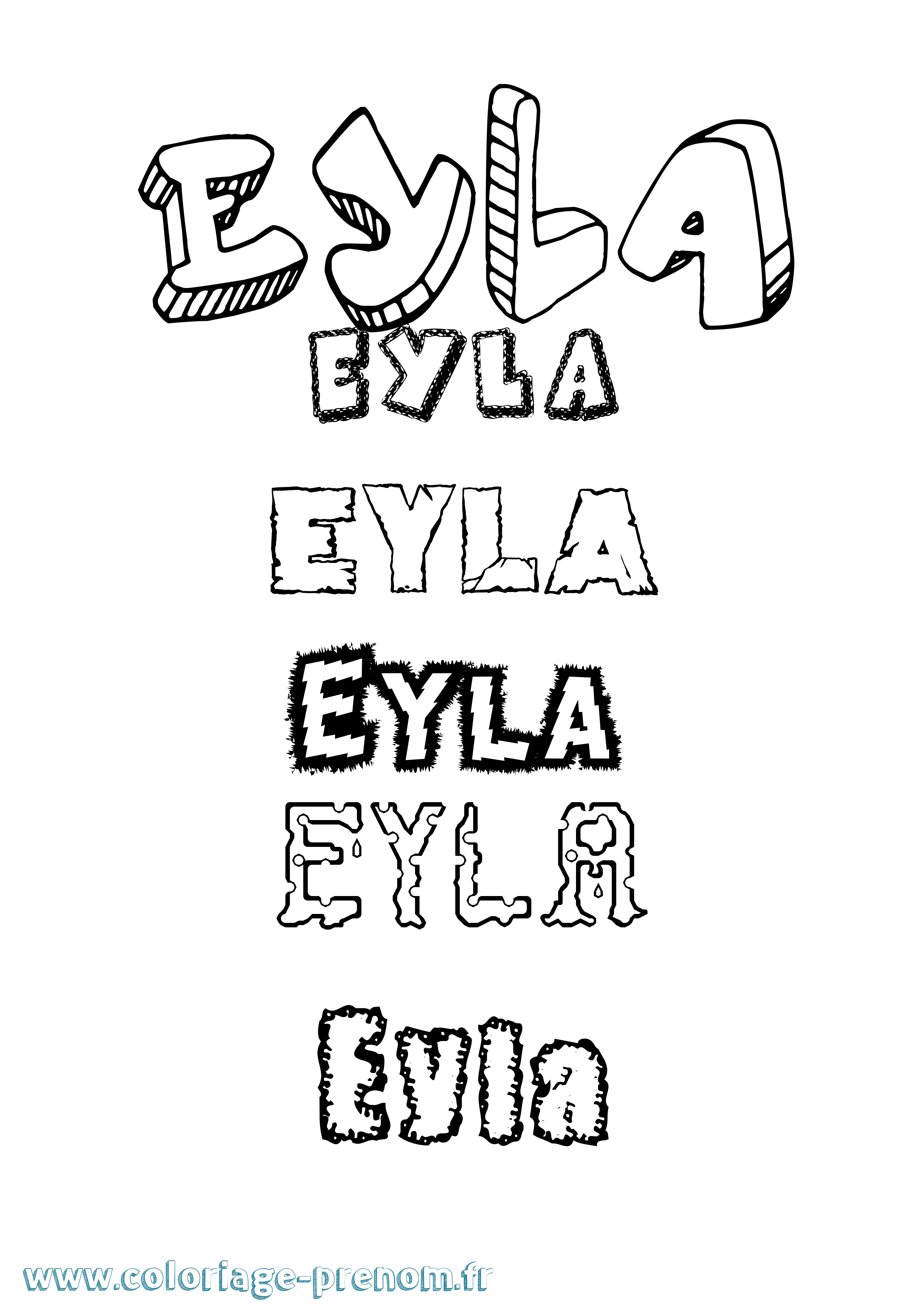 Coloriage Eyla Destructuré Coloriage prénom Eyla Destructuré