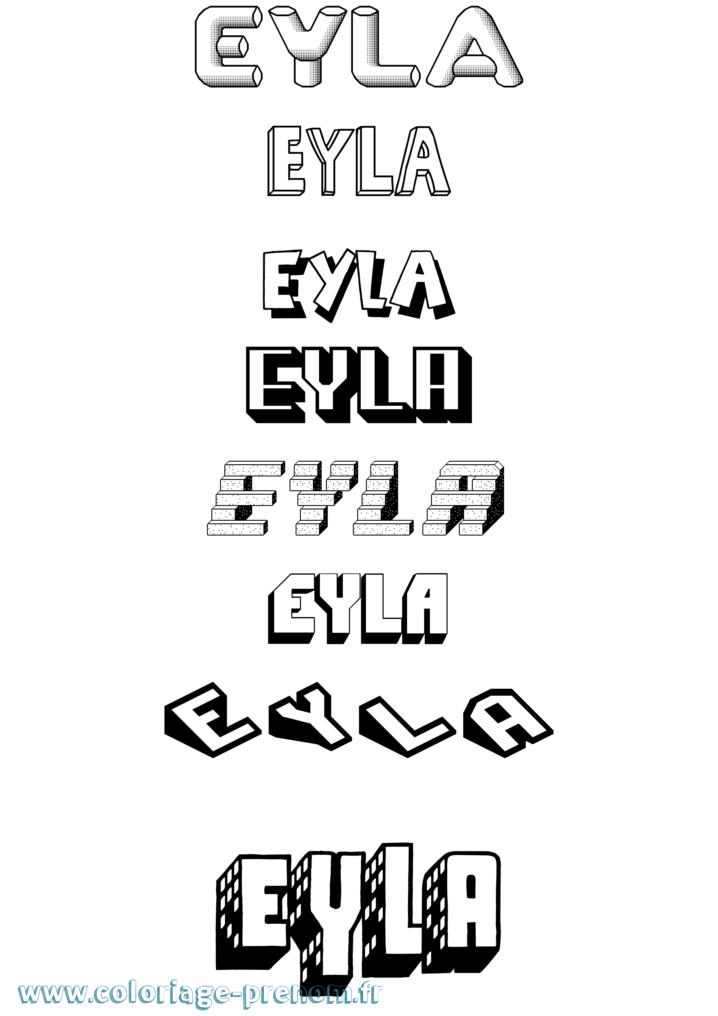 Coloriage Eyla Effet 3D Coloriage prénom Eyla Effet 3D