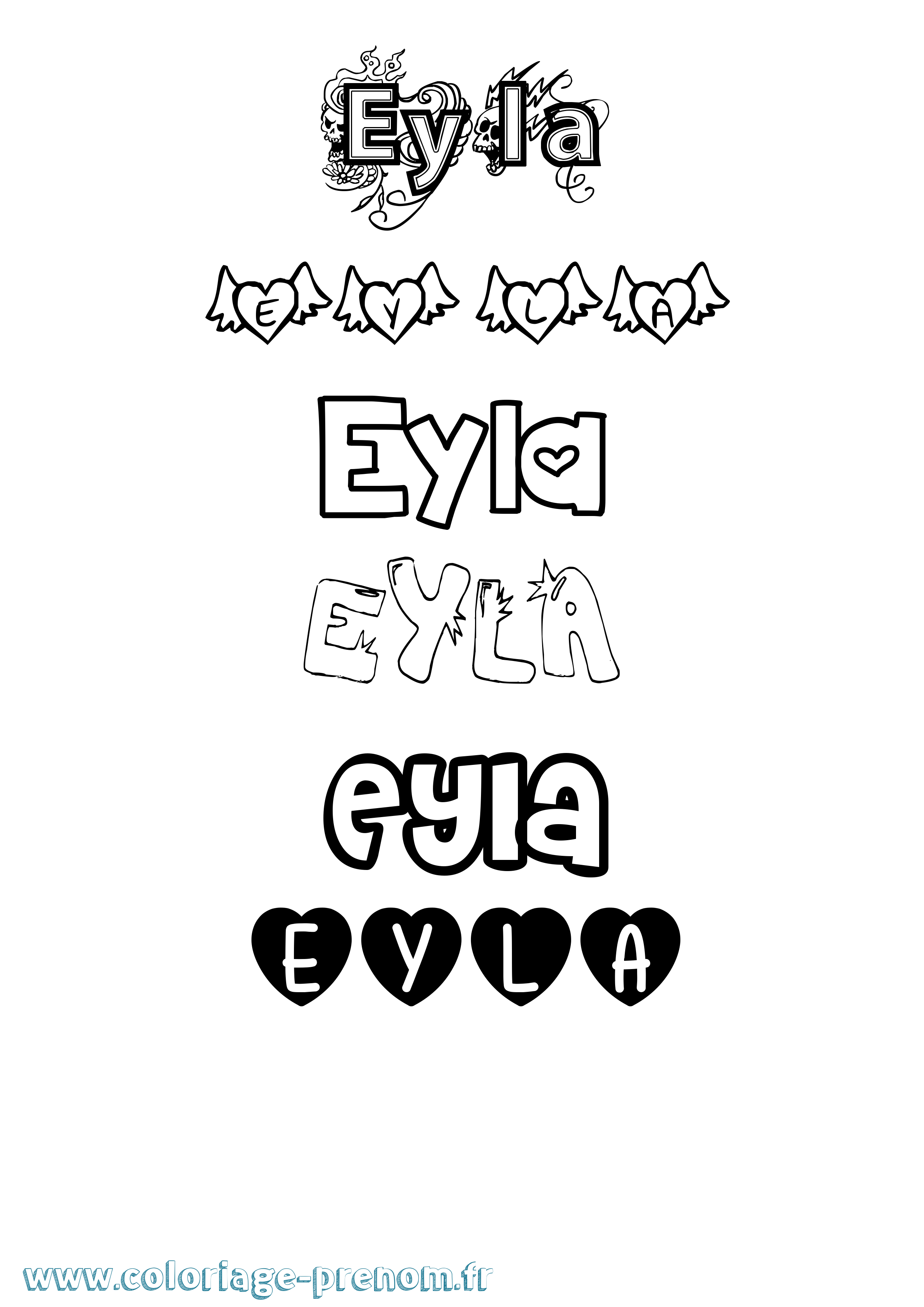 Coloriage Eyla Girly Coloriage prénom Eyla Girly