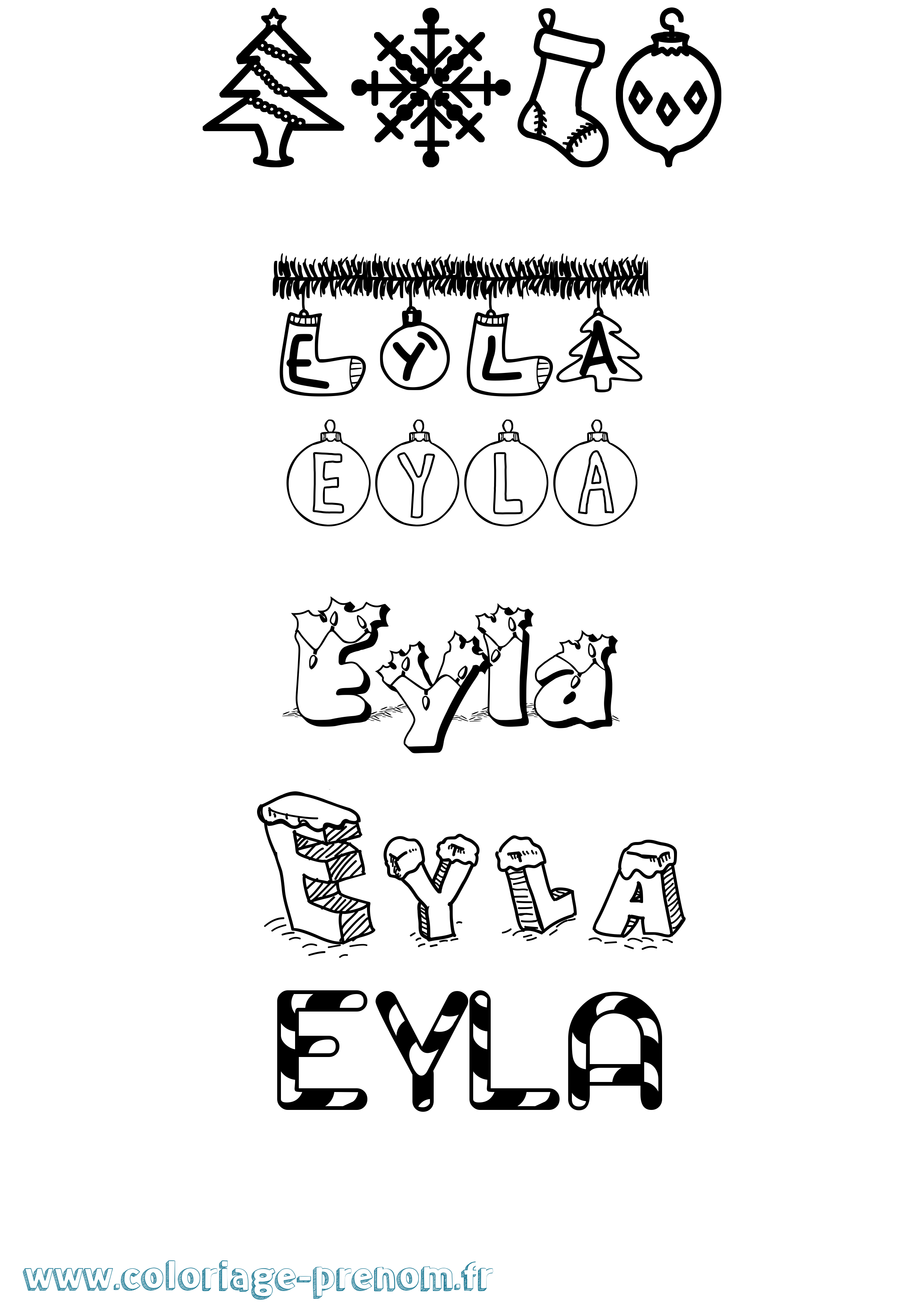 Coloriage Eyla Noël Coloriage prénom Eyla Noël