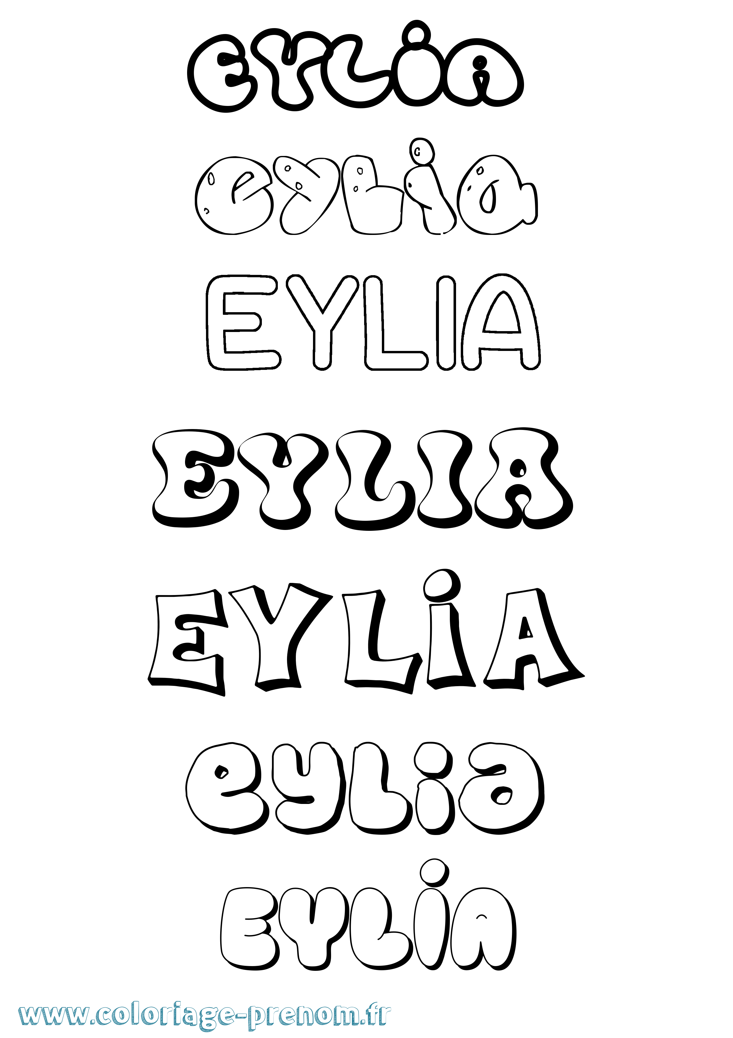 Coloriage Eylia Bubble Coloriage prénom Eylia Bubble