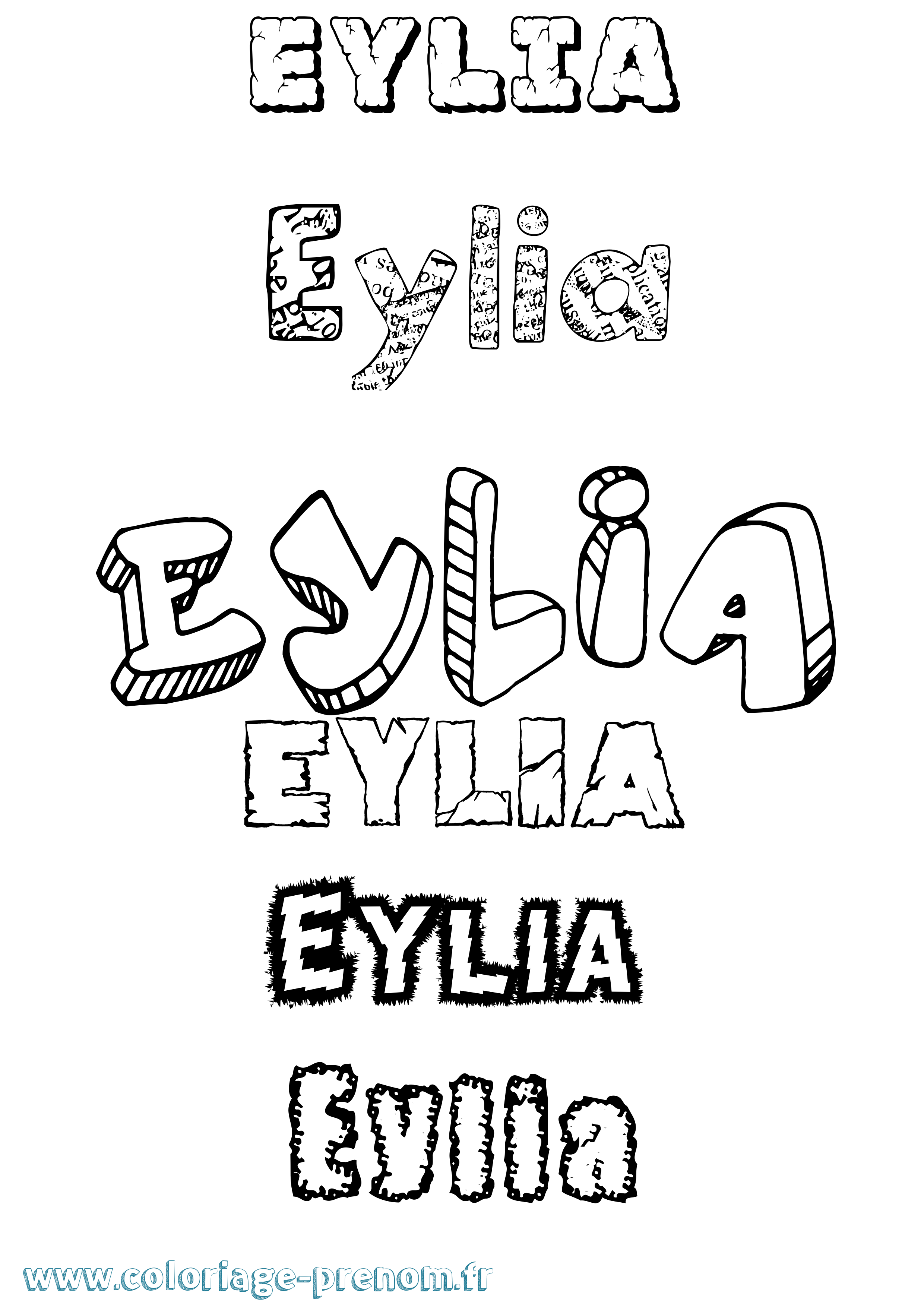 Coloriage Eylia Destructuré Coloriage prénom Eylia Destructuré