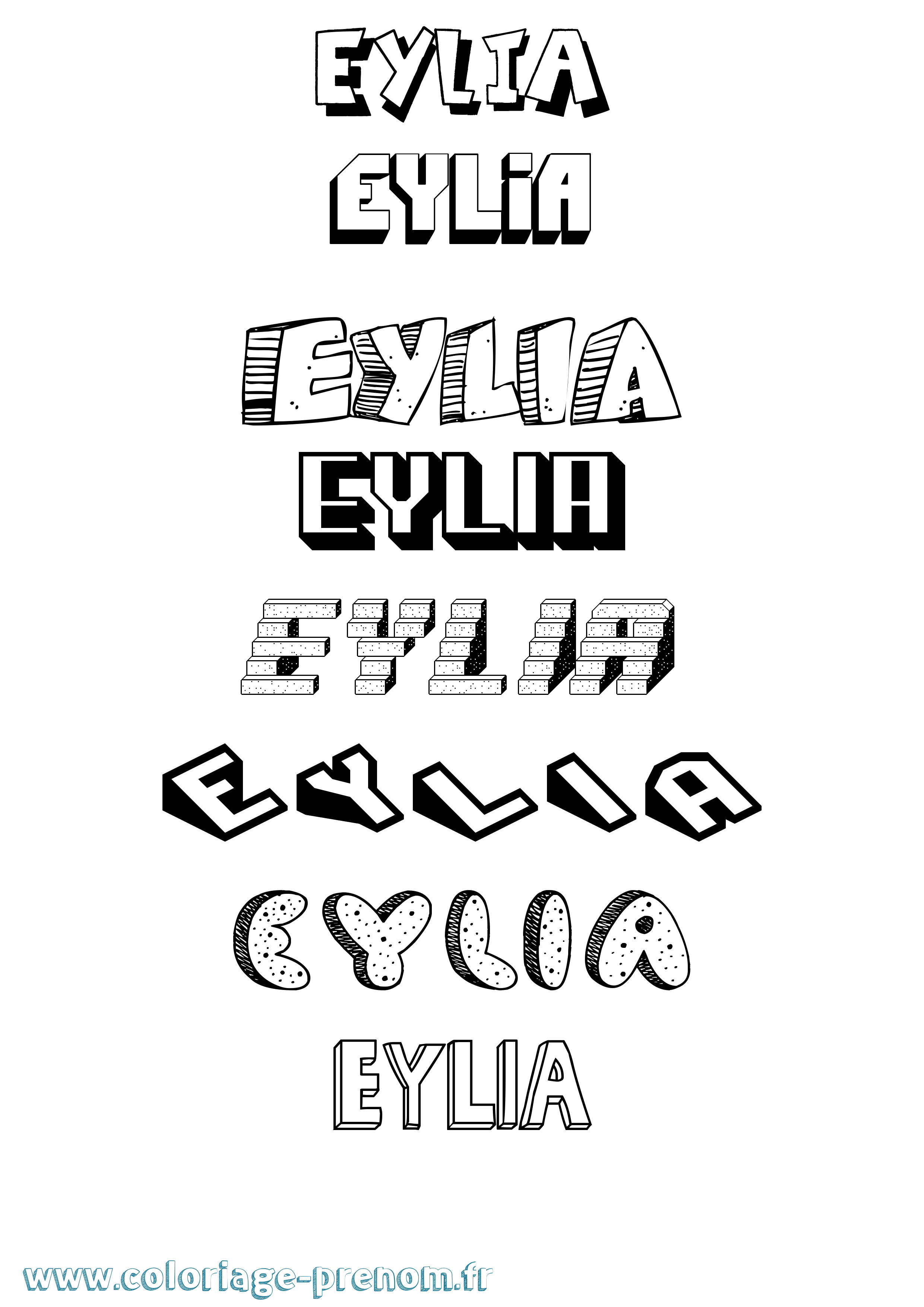 Coloriage Eylia Effet 3D Coloriage prénom Eylia Effet 3D