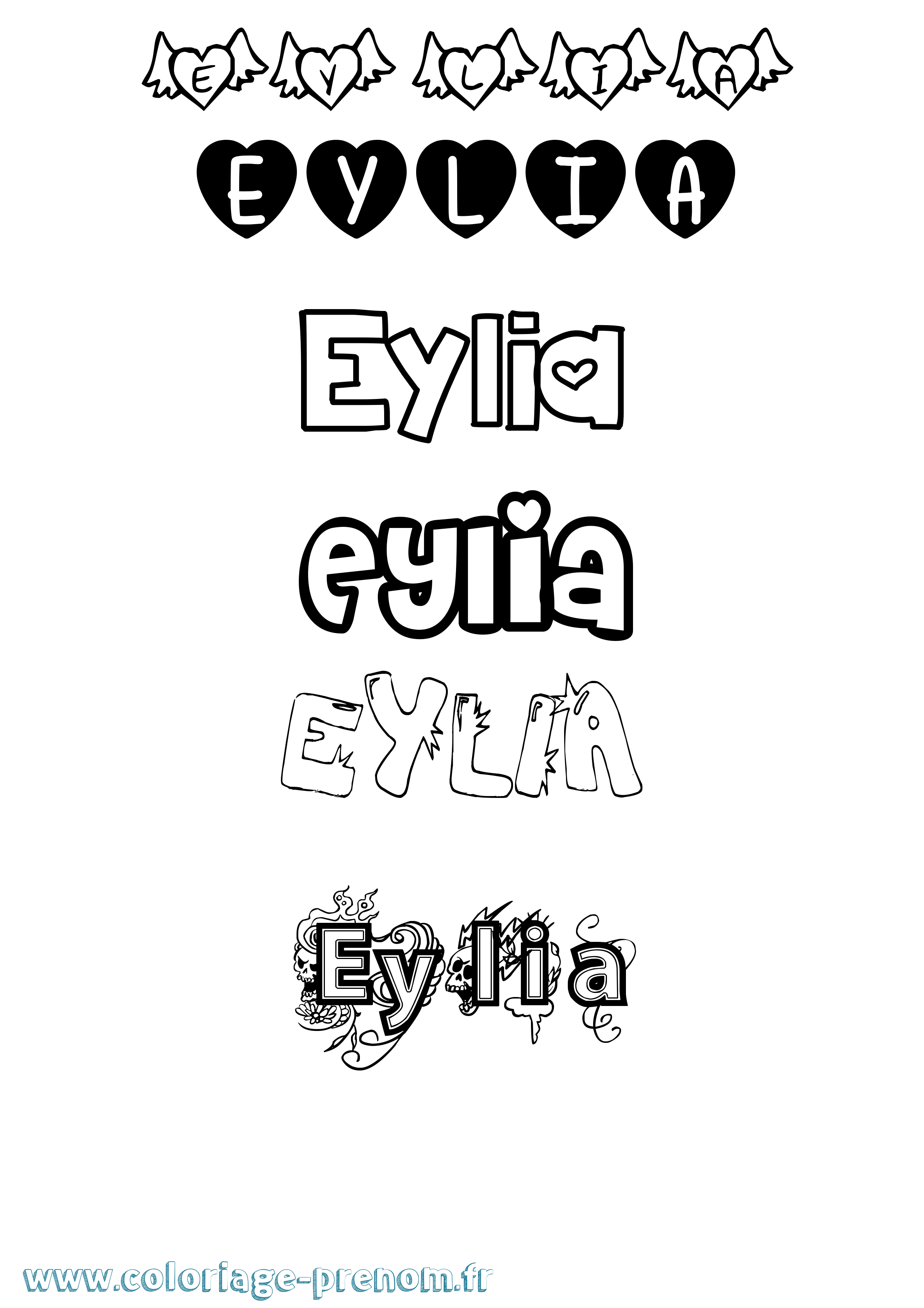 Coloriage Eylia Girly Coloriage prénom Eylia Girly