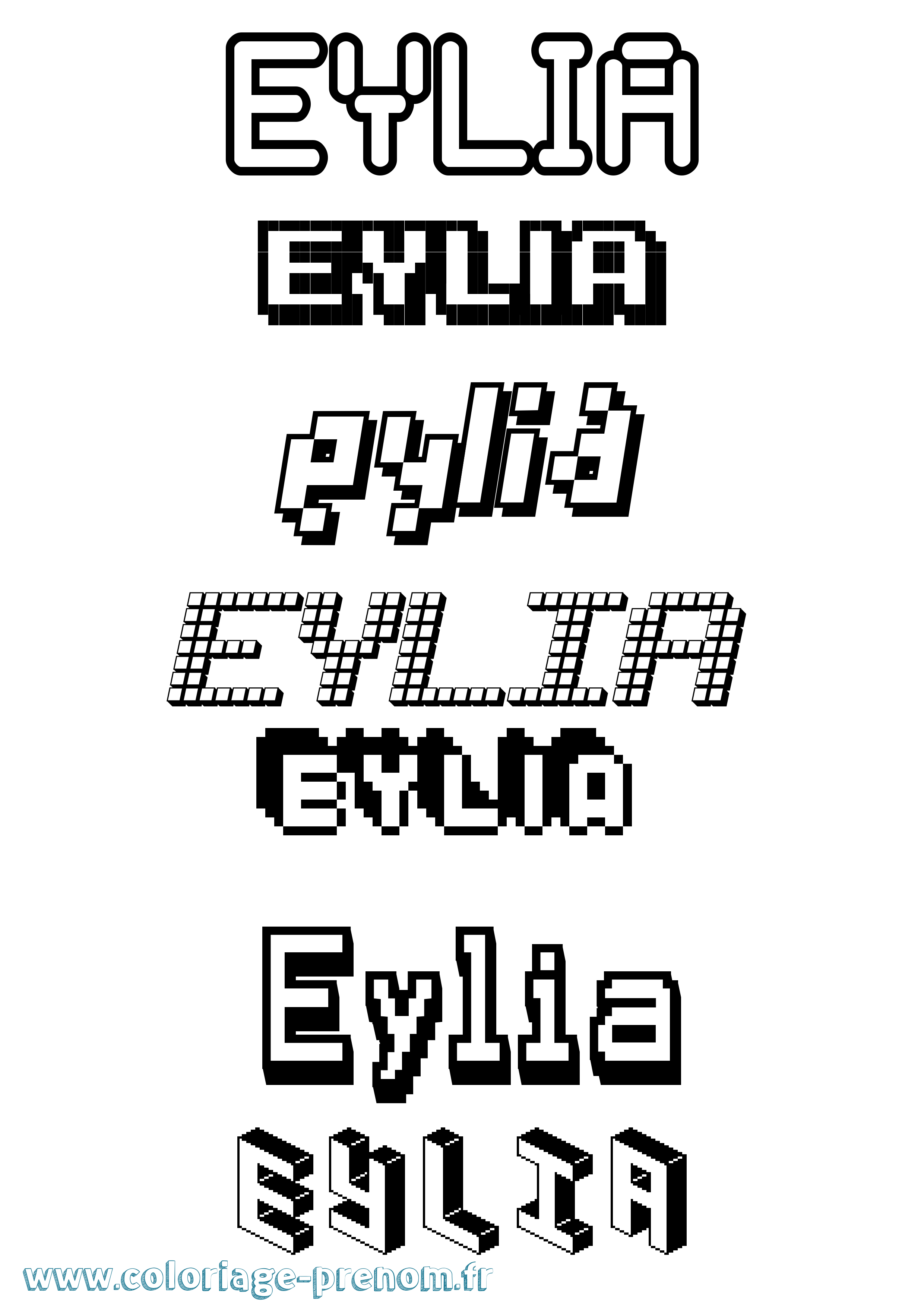 Coloriage Eylia Pixel Coloriage prénom Eylia Pixel